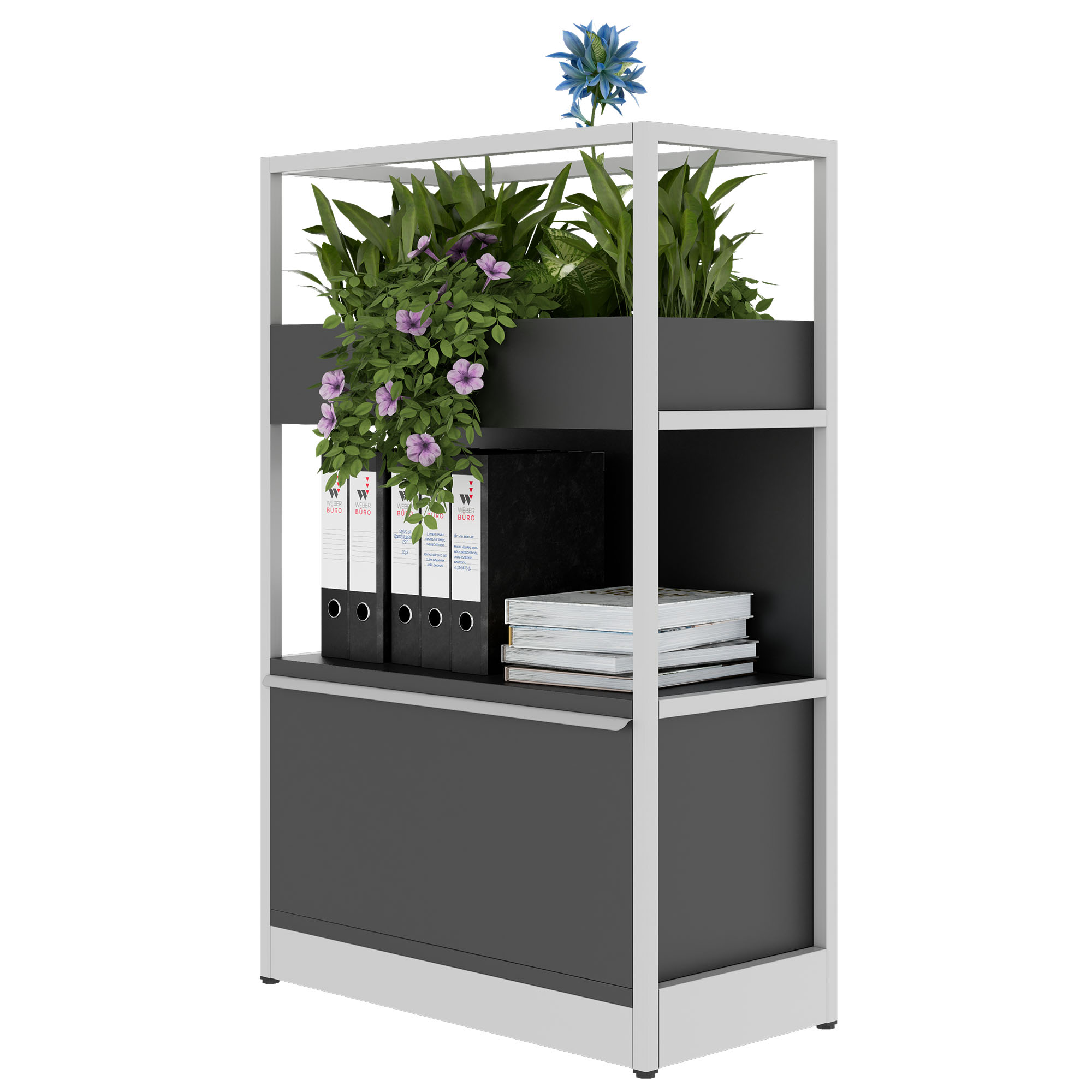 ATELLA Regalschrank | 3 OH, 800 x 1255 mm, Anthrazit - 3 Main Image