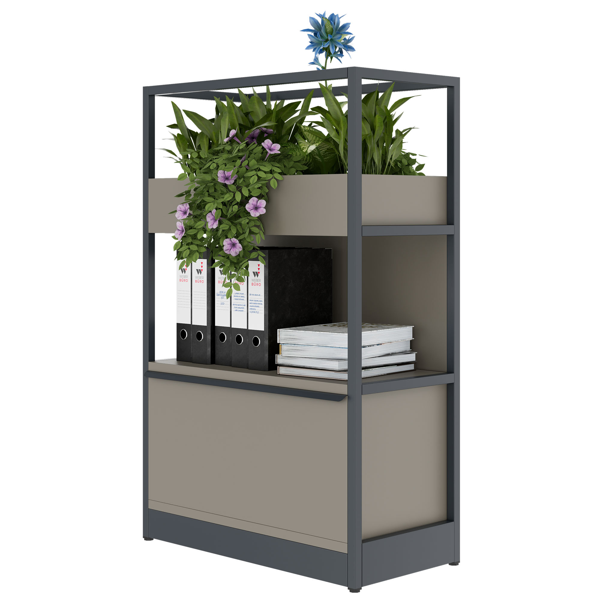 ATELLA shelf cabinet | 3 OH, 800 x 1255 mm, Cubanite gray - 3 Main Image