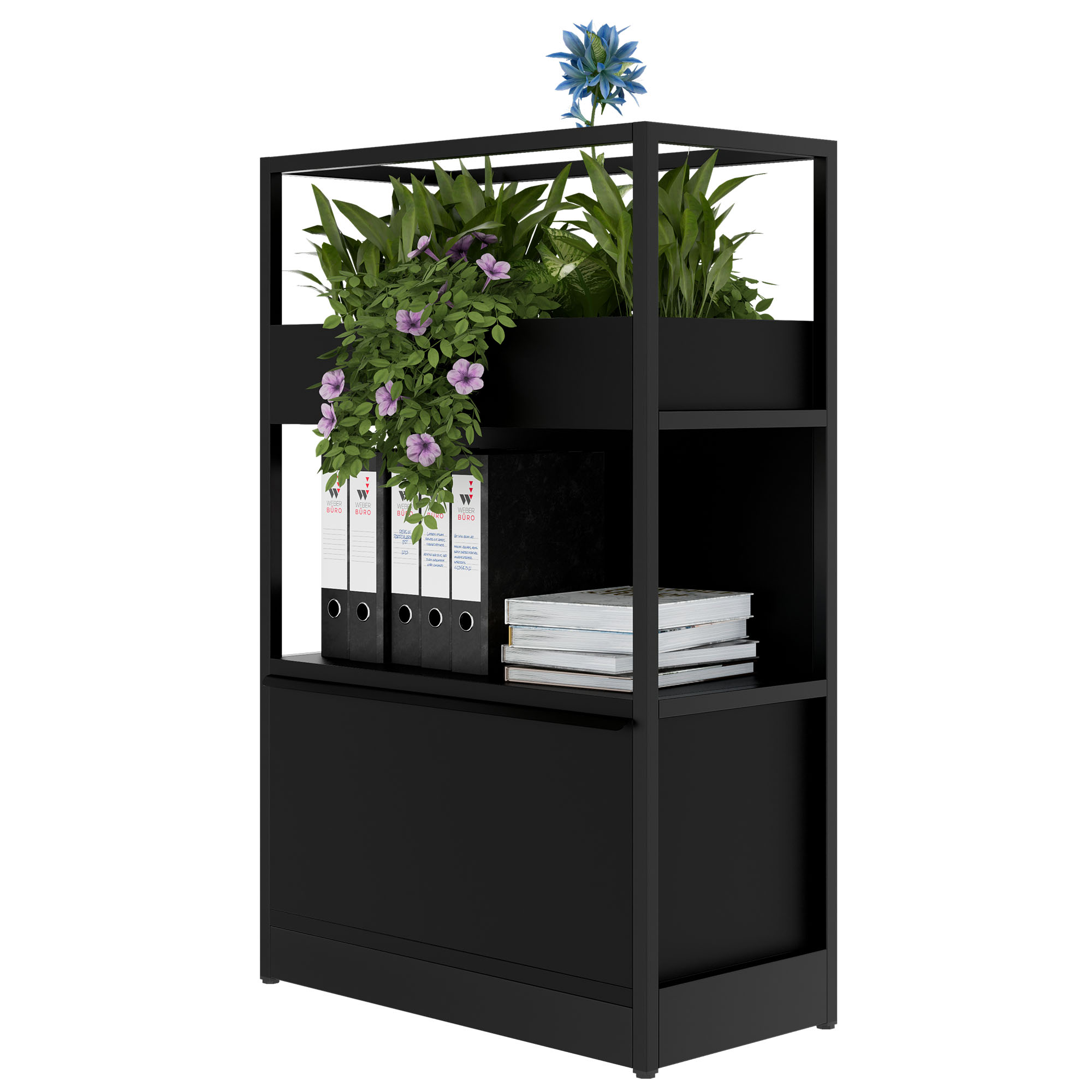 ATELLA Regalschrank | 3 OH, 800 x 1255 mm, Schwarz - 3 Main Image