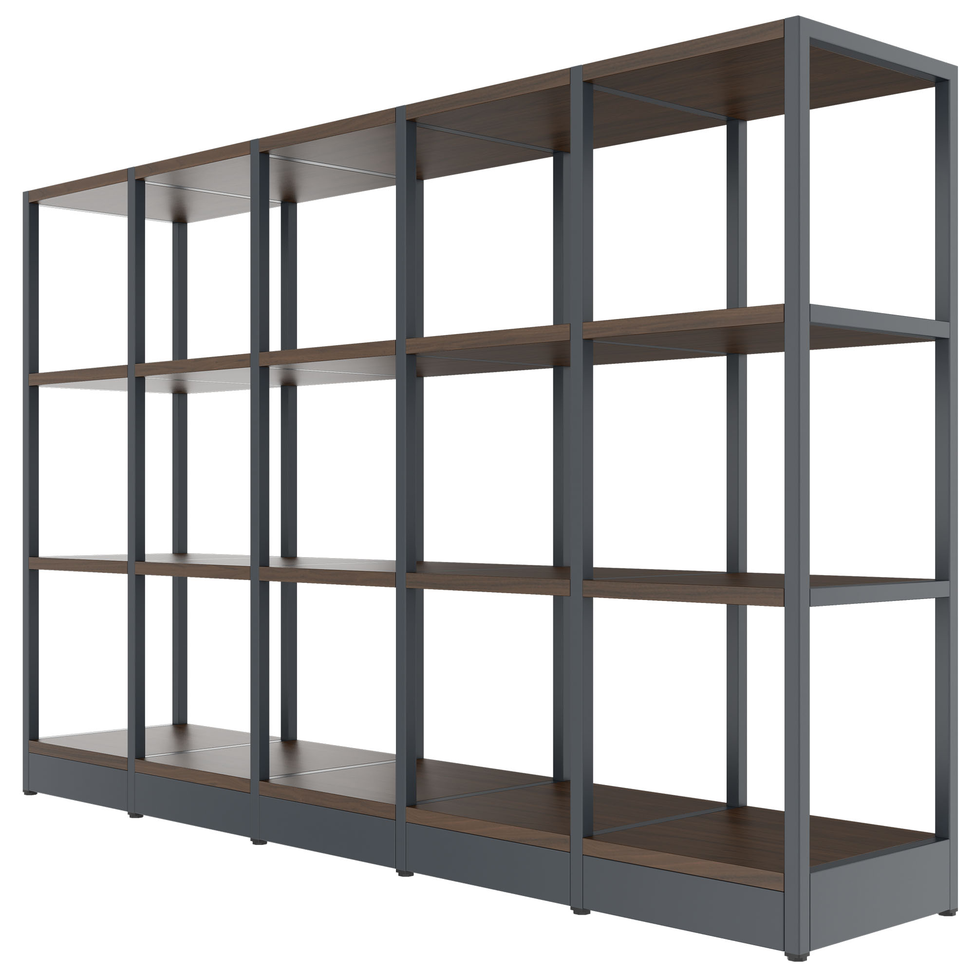 ATELLA Shelving Unit | 3 SH, 1960 x 1255 mm, Walnut - 3 Main Image