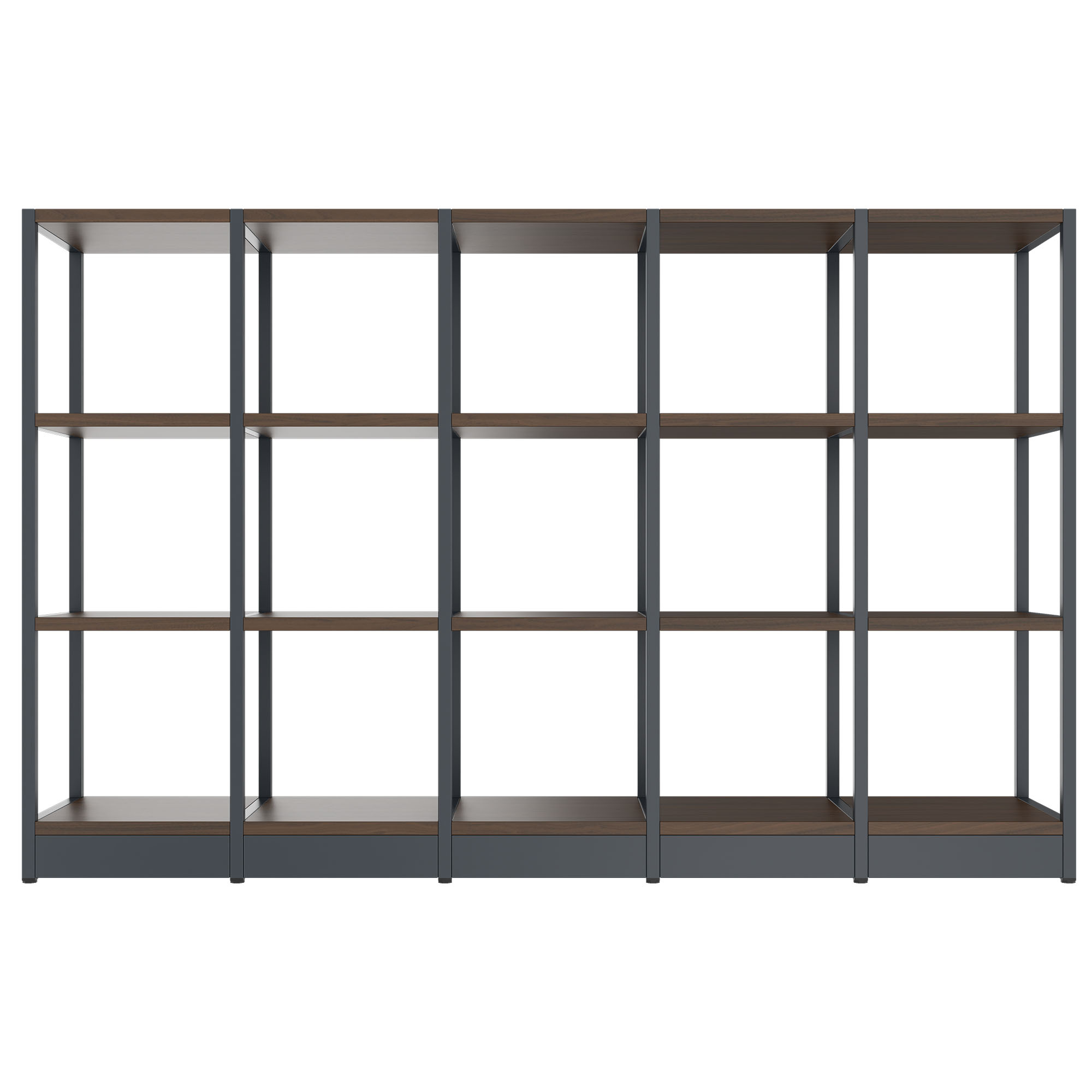 ATELLA Shelving Unit | 3 SH, 1960 x 1255 mm, Walnut - 2 Main Image