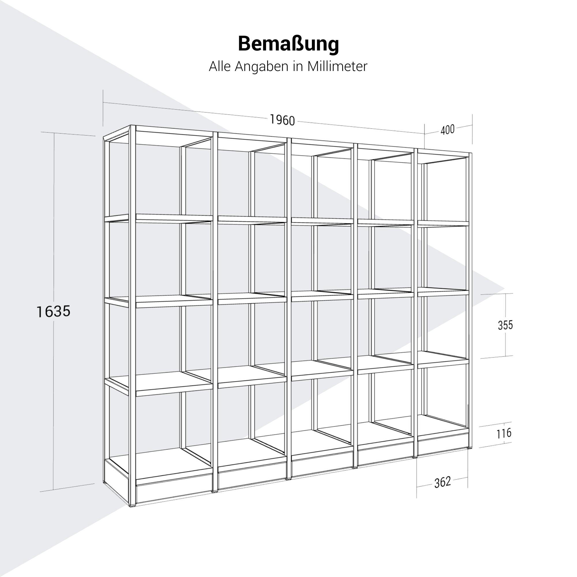 ATELLA Armoire d'étagère | 4 oh, 1960 x 1635 mm, gris perlé - 8 Main Image