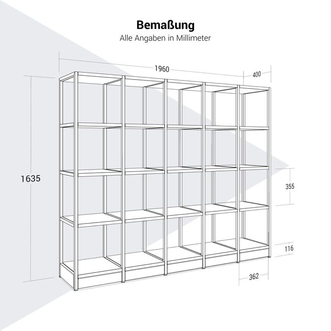 ATELLA Regalschrank | 4 OH, 1960 x 1635 mm, Nordeiche grau ATELLA Regalschrank | 4 OH, 1960 x 1635 mm, Nordeiche grau