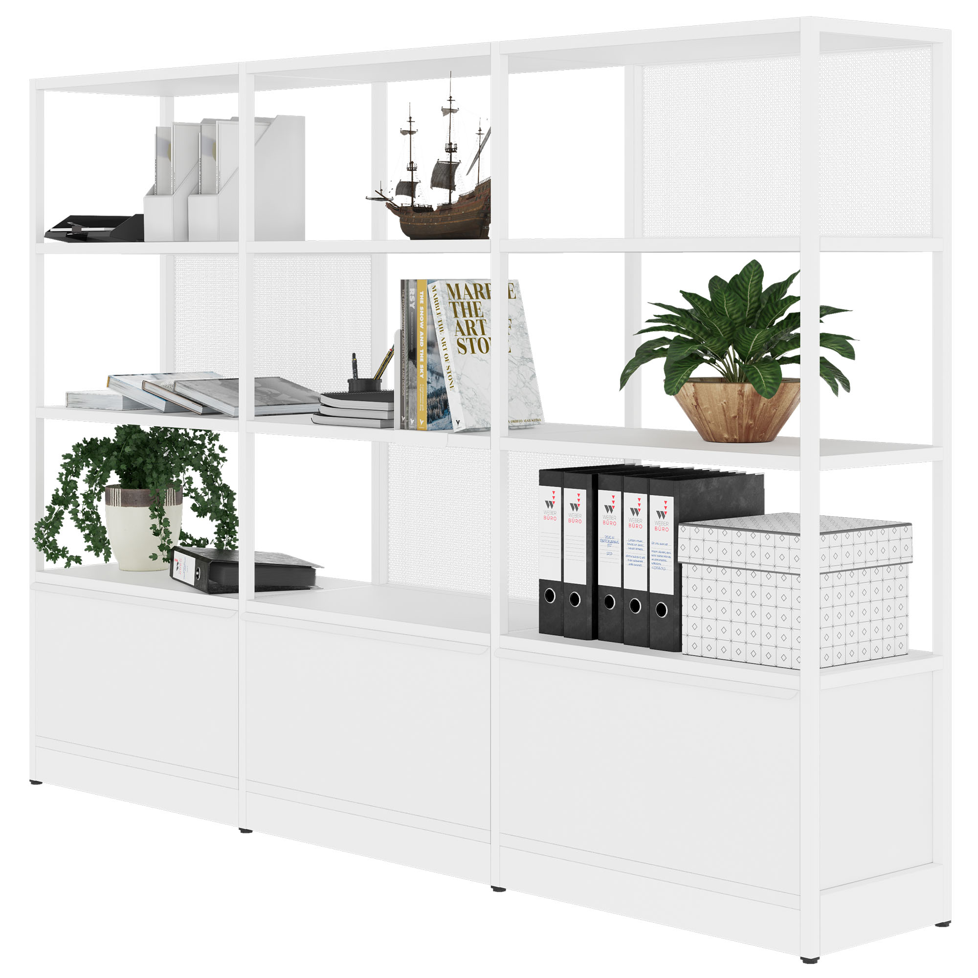ATELLA Shelf cabinet | 4 Oh, 2350 x 1635 mm, white - 3 Main Image