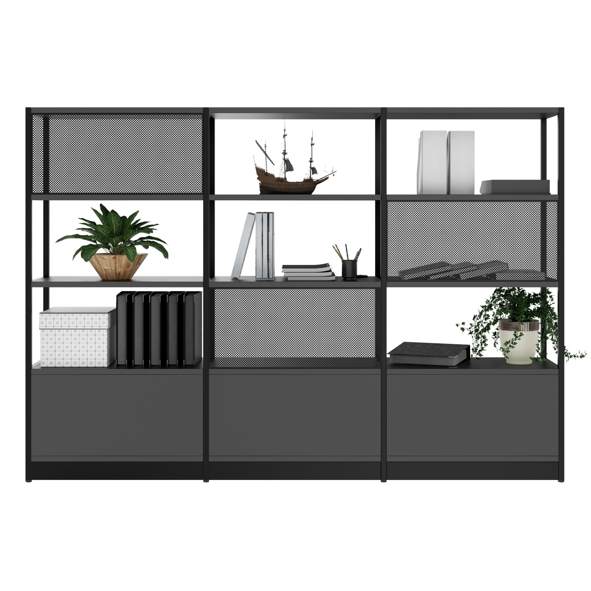 ATELLA Regalschrank | 4 OH, 2350 x 1635 mm, Anthrazit - 4 Main Image