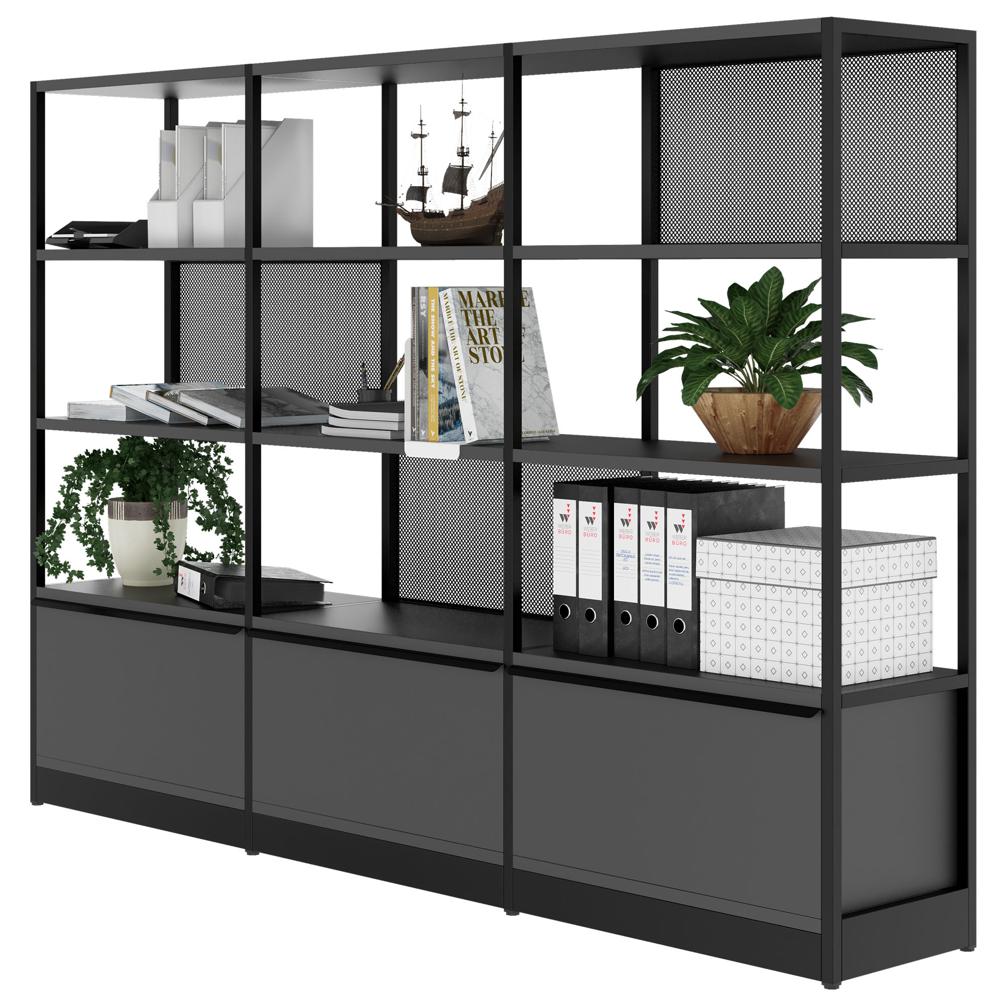 ATELLA Regalschrank | 4 OH, 2350 x 1635 mm, Anthrazit - 3 Main Image