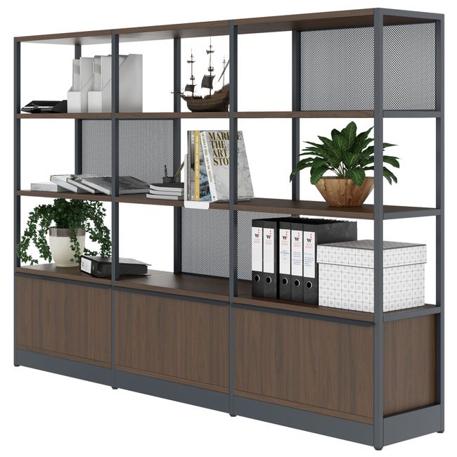 ATELLA Regalschrank | 4 OH, 2350 x 1635 mm, Nussbaum