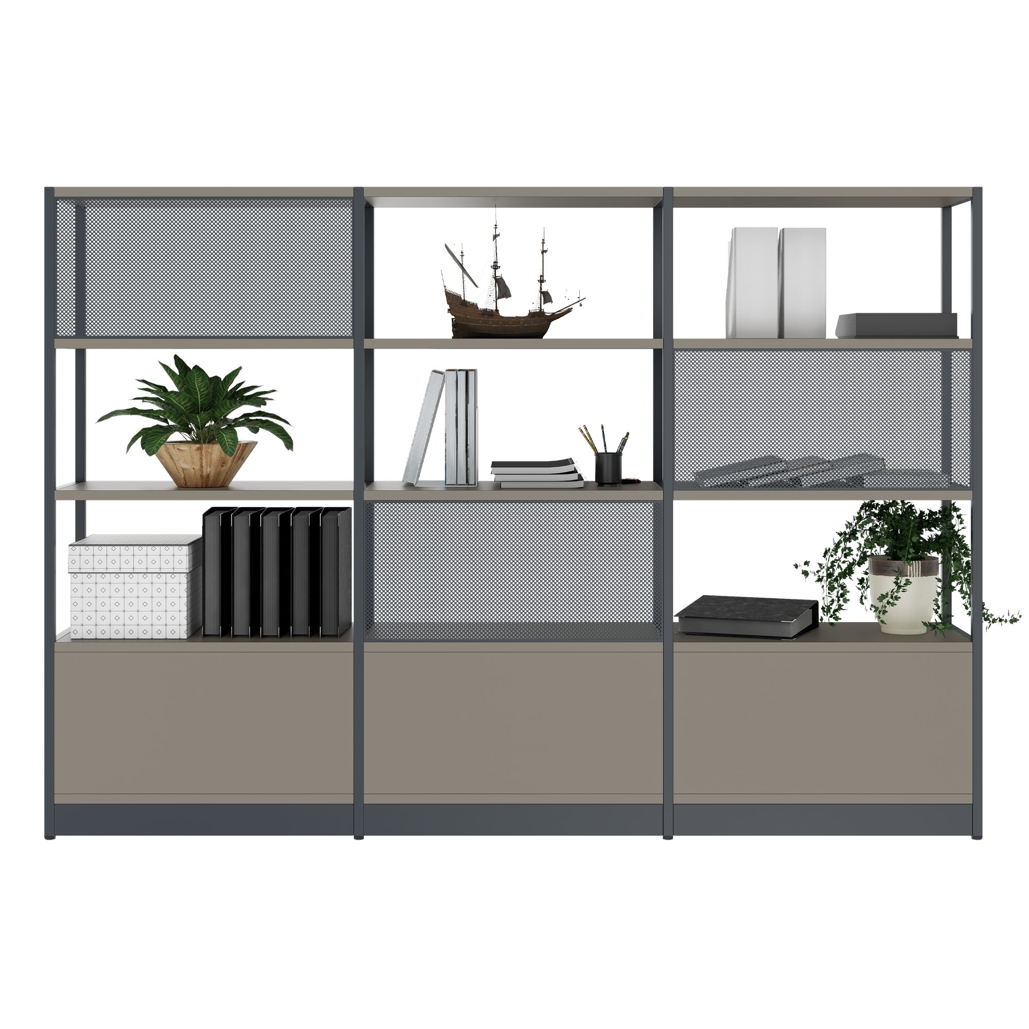 ATELLA shelf cabinet | 4 OH, 2350 x 1635 mm, Cubanite gray - 4 Main Image