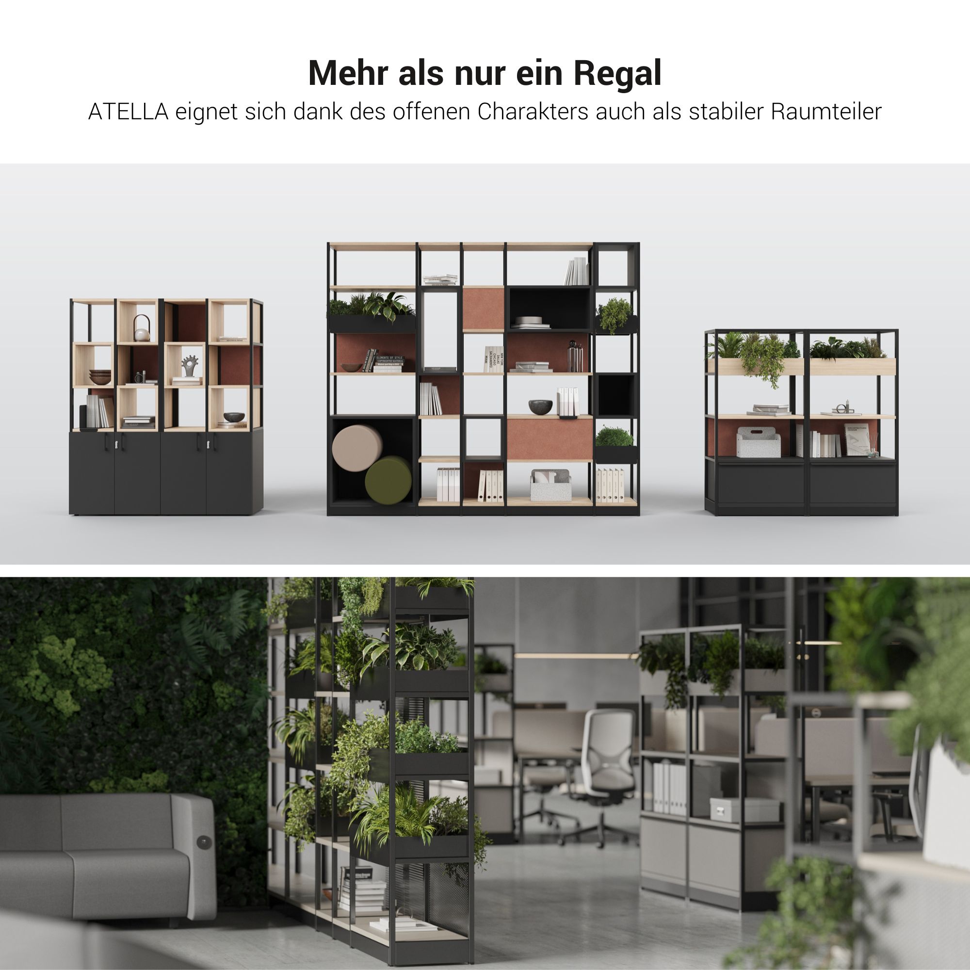 ATELLA shelf cabinet | 4 OH, 2350 x 1635 mm, Cubanite gray - 7 Main Image