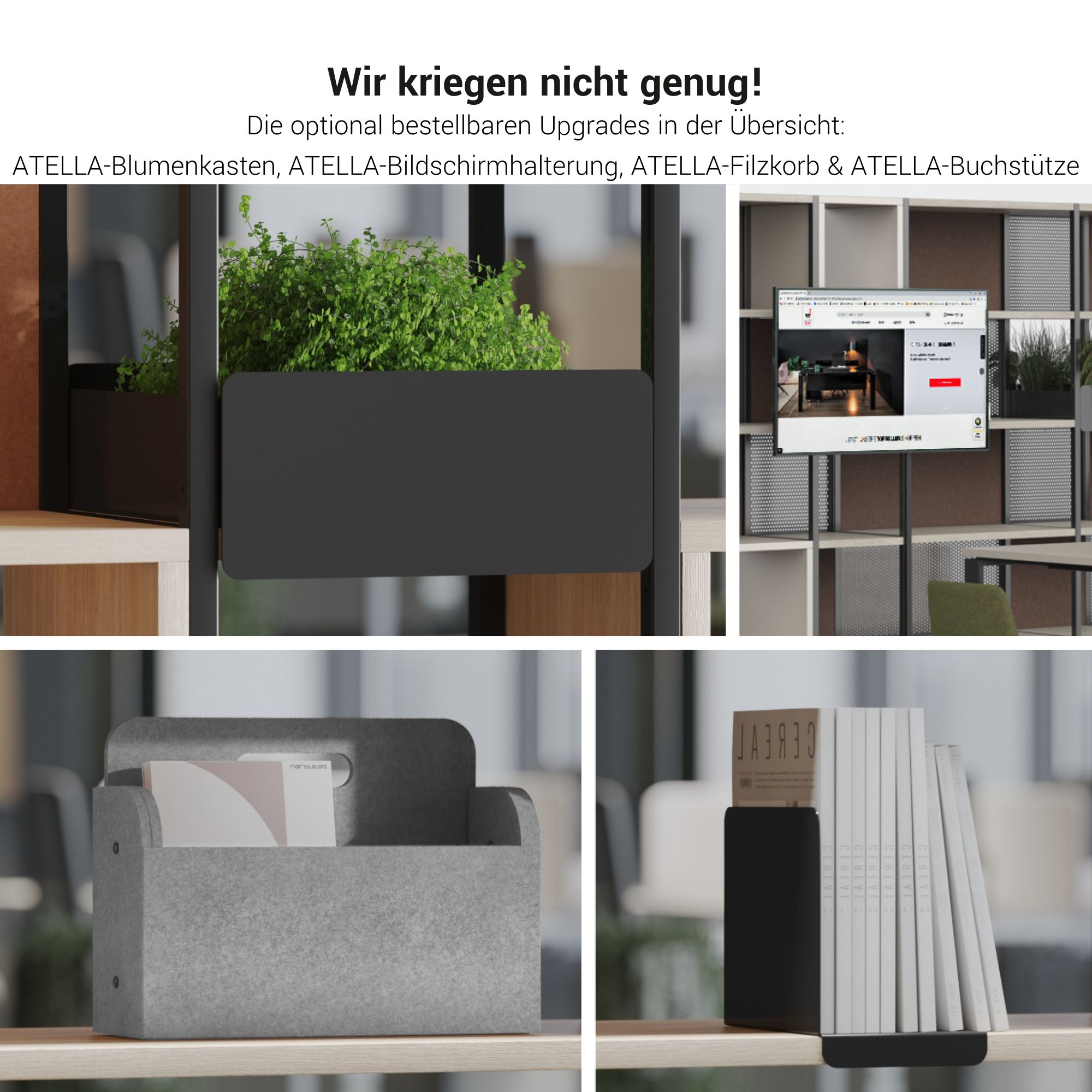 ATELLA shelf cabinet | 4 OH, 2350 x 1635 mm, Cubanite gray - 8 Main Image