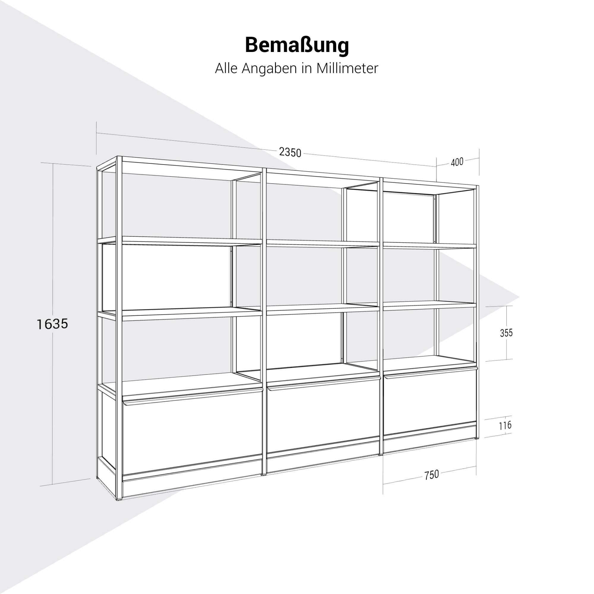 ATELLA shelf cabinet | 4 OH, 2350 x 1635 mm, Cubanite gray - 9 Main Image