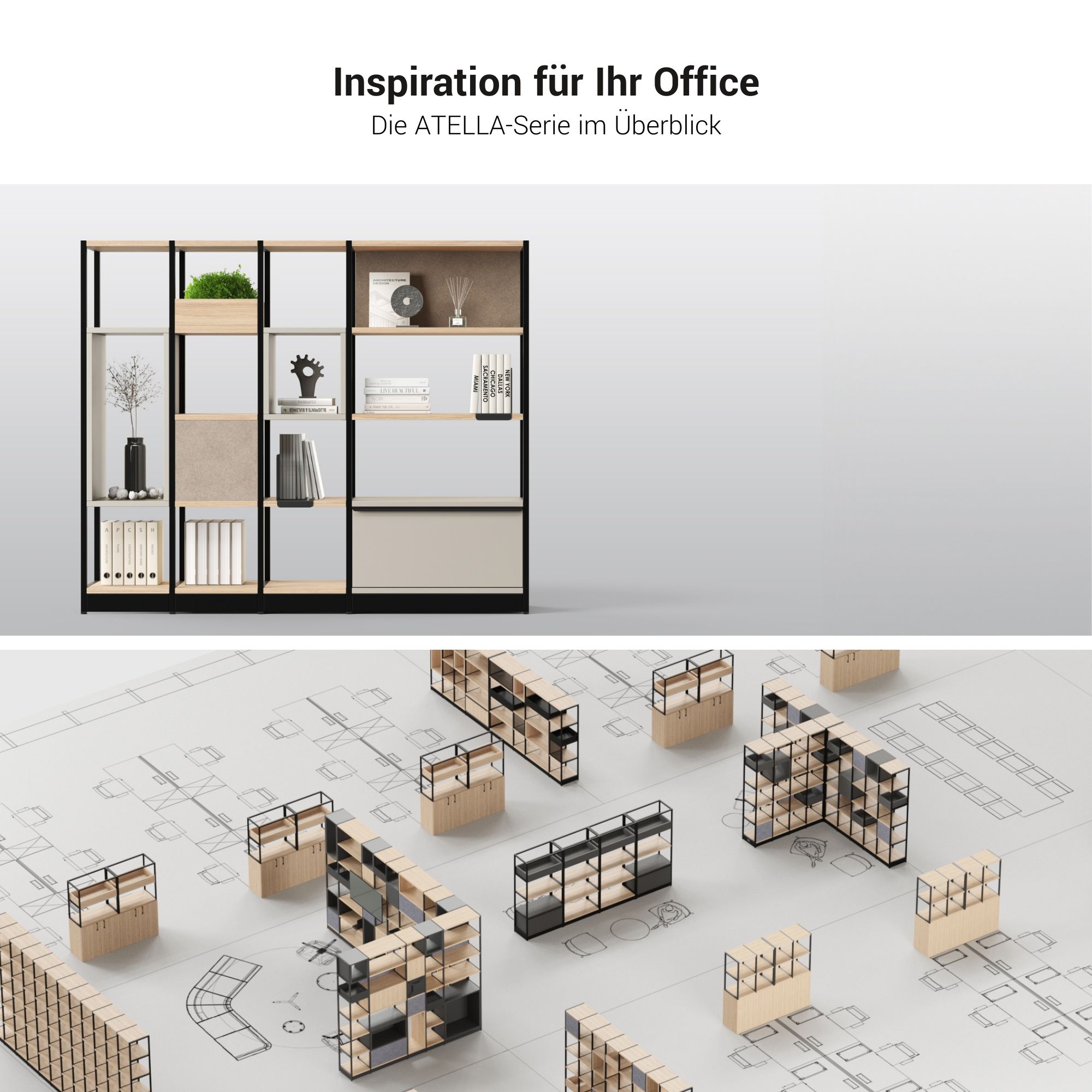 ATELLA shelf cabinet | 4 OH, 2350 x 1635 mm, Cubanite gray - 19 Main Image
