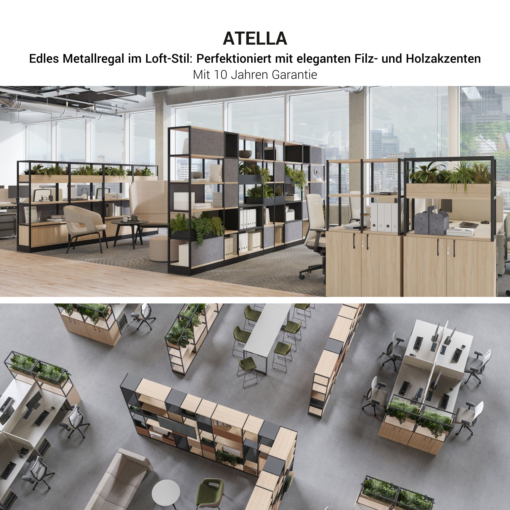 ATELLA shelf cabinet | 4 OH, 2350 x 1635 mm, Cubanite gray - 5 Main Image