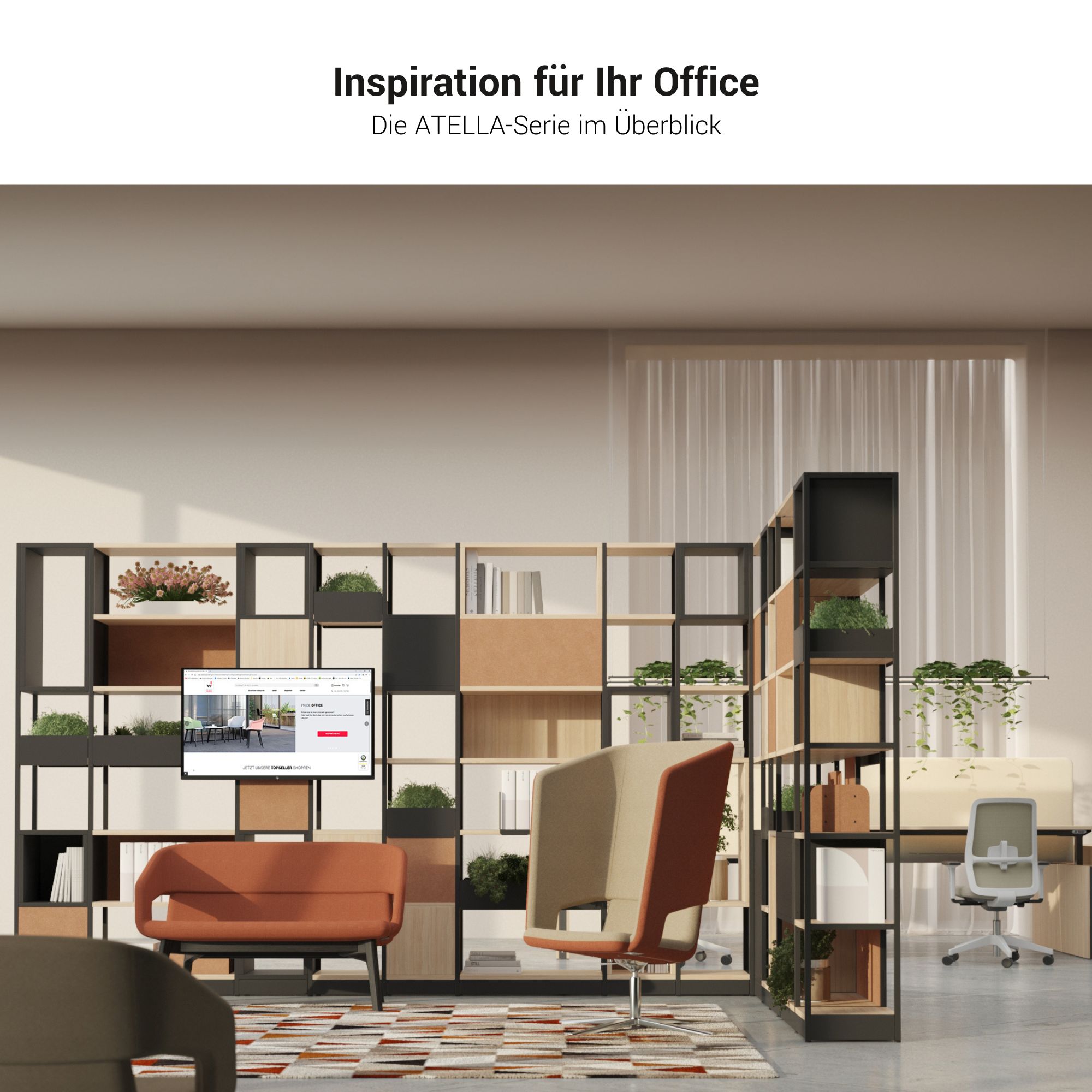 ATELLA shelf cabinet | 4 OH, 2350 x 1635 mm, black - 17 Main Image