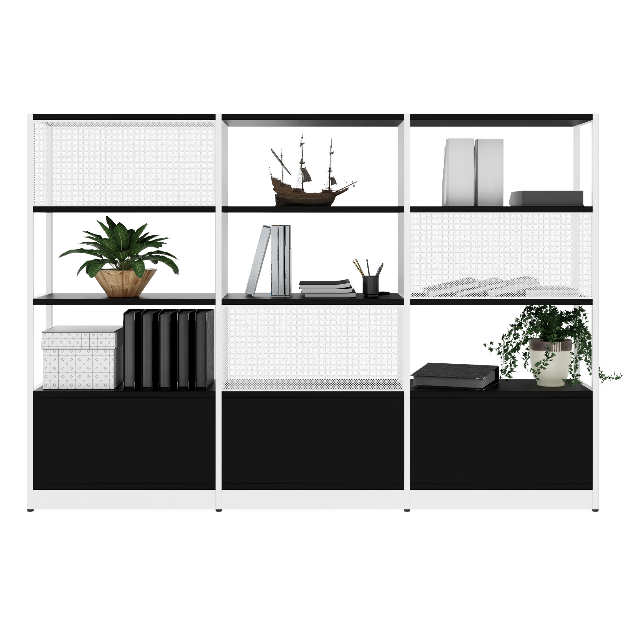 ATELLA shelf cabinet | 4 OH, 2350 x 1635 mm, black - 4 Main Image