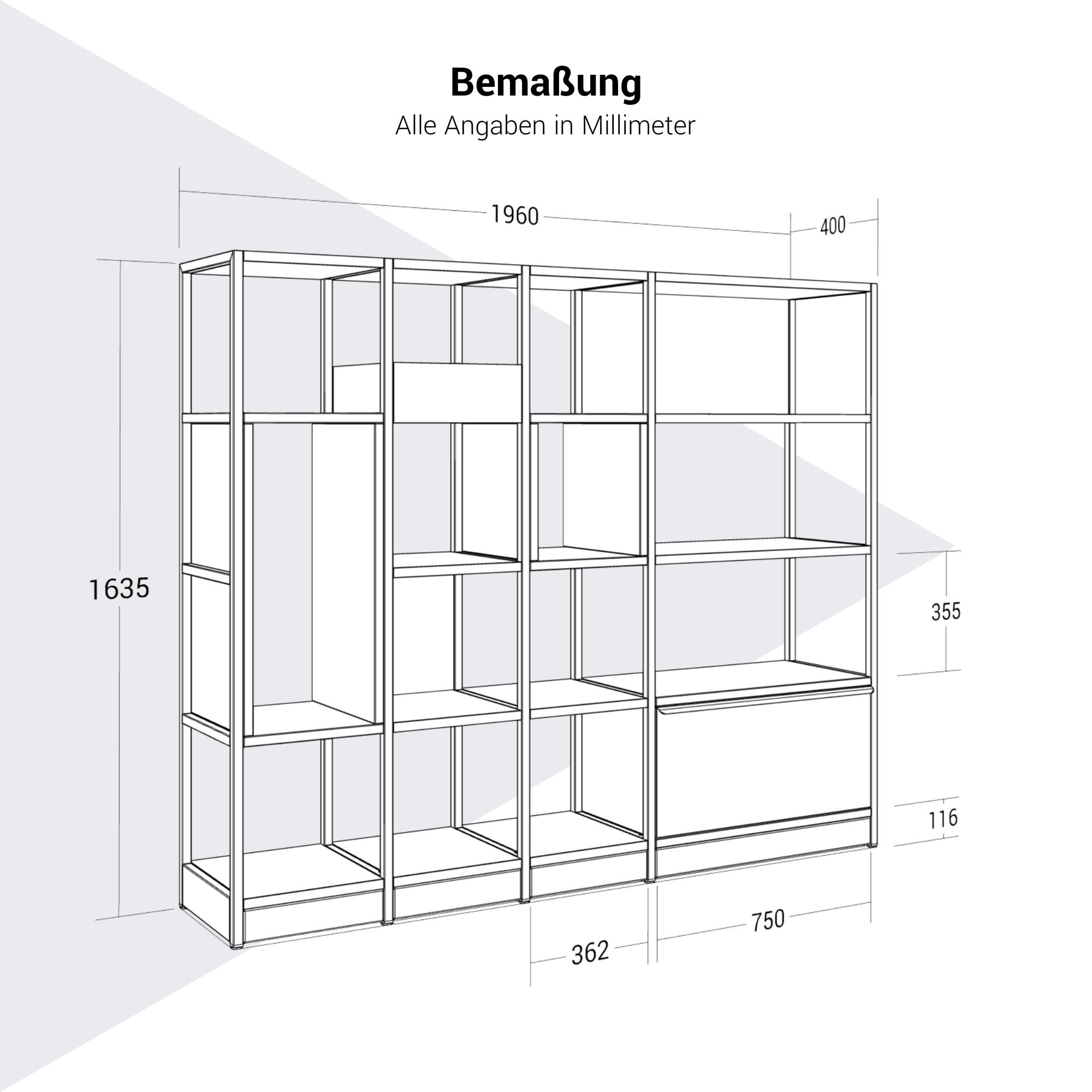 ATELLA Regalschrank | 4 OH, 1960 x 1635 mm, Anthrazit - 9 Main Image