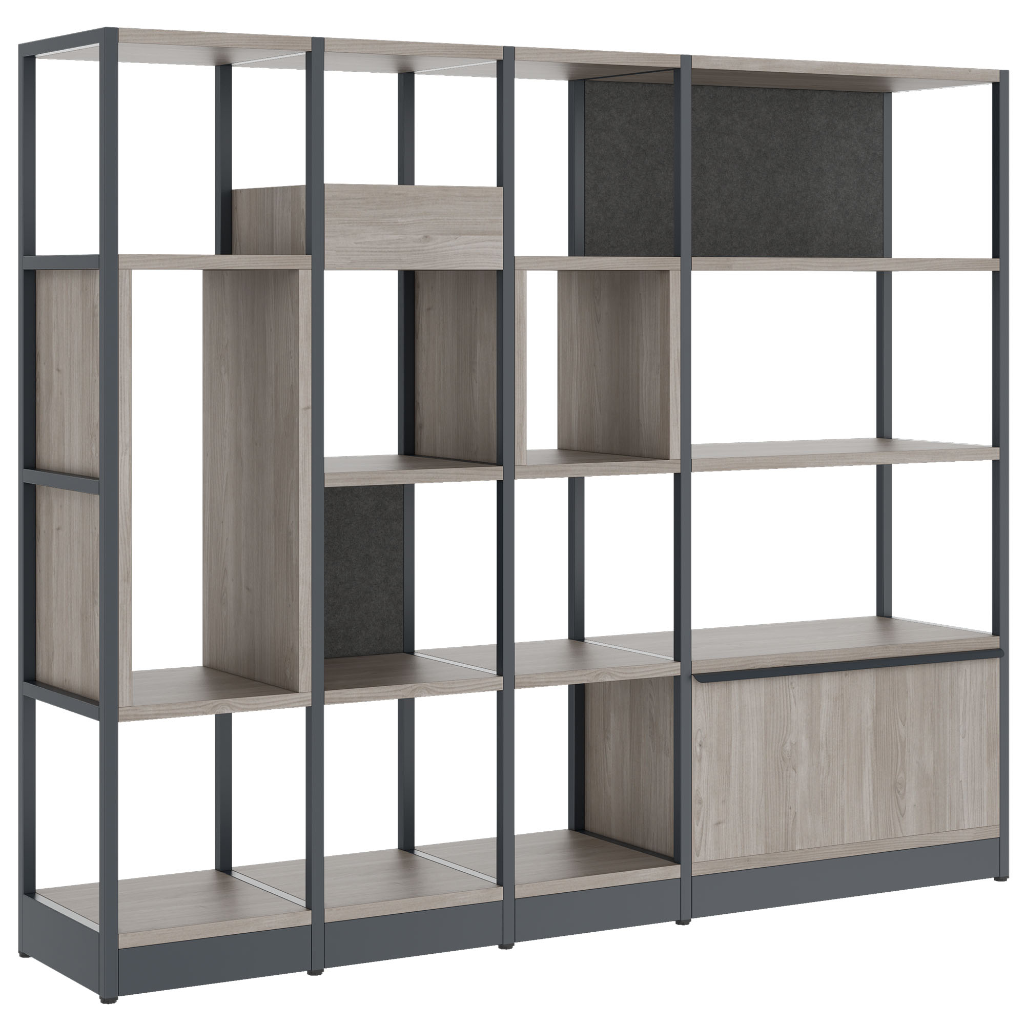 ATELLA shelf cabinet | 4 OH, 1960 x 1635 mm, gray northern oak - 1 Main Image