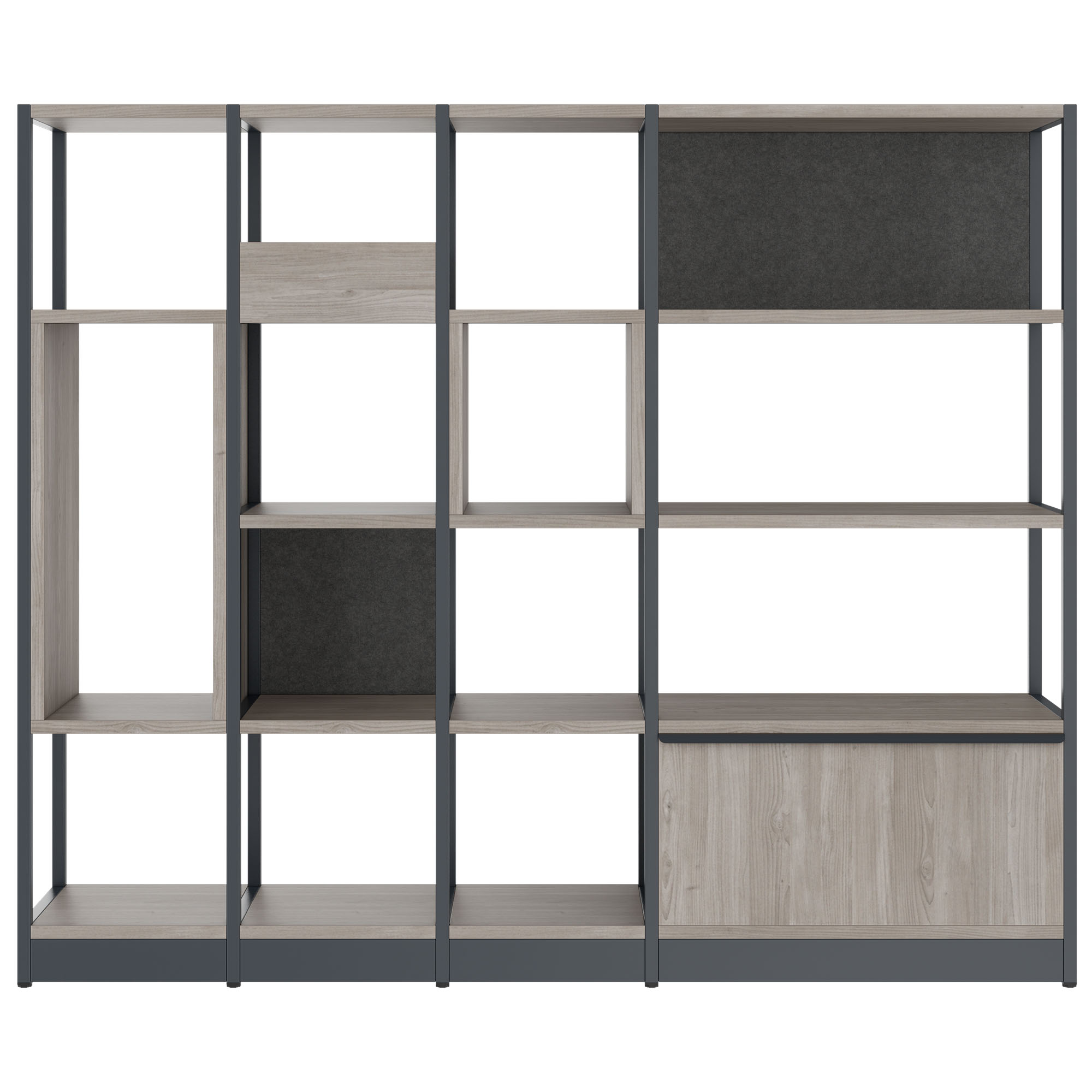 ATELLA shelf cabinet | 4 OH, 1960 x 1635 mm, gray northern oak - 2 Main Image