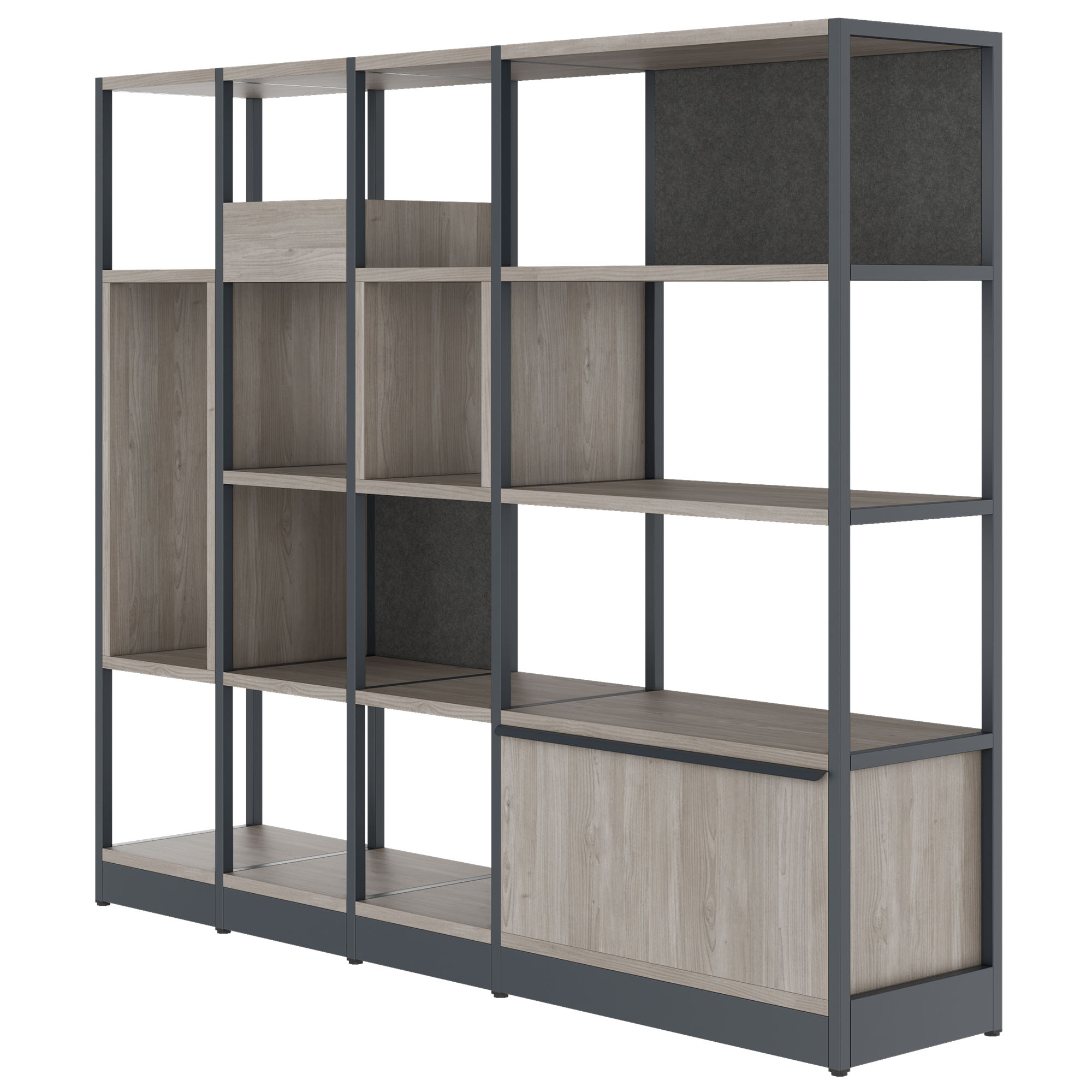 ATELLA shelf cabinet | 4 OH, 1960 x 1635 mm, gray northern oak - 3 Main Image