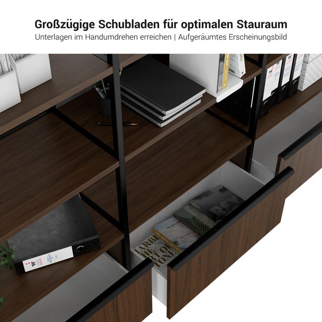 ATELLA Regalschrank | 4 OH, 1960 x 1635 mm, Nordeiche grau