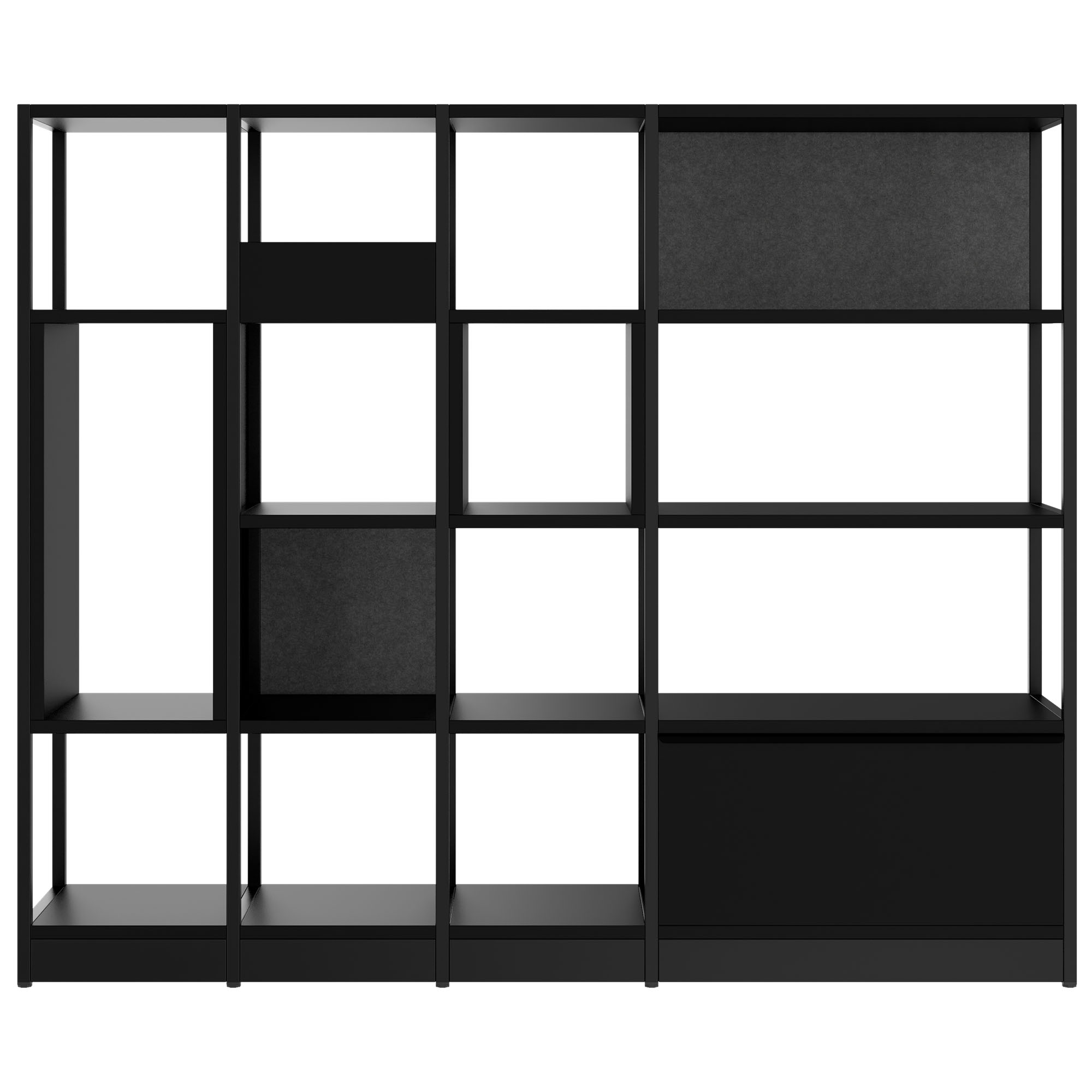 ATELLA shelf cabinet | 4 OH, 1960 x 1635 mm, black - 2 Main Image