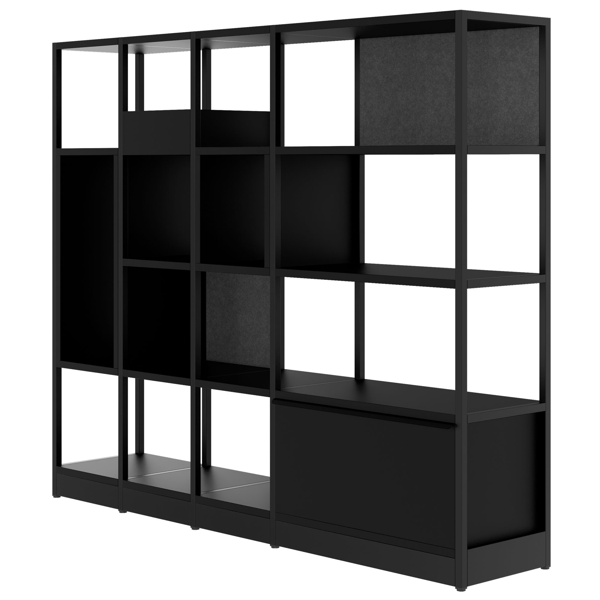 ATELLA shelf cabinet | 4 OH, 1960 x 1635 mm, black - 3 Main Image