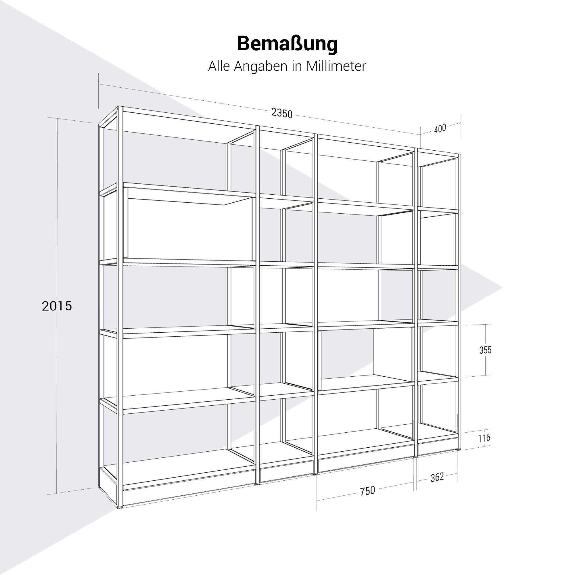 ATELLA Shelf cabinet | 5 Oh, 2350 x 2015 mm, white - 9 Main Image