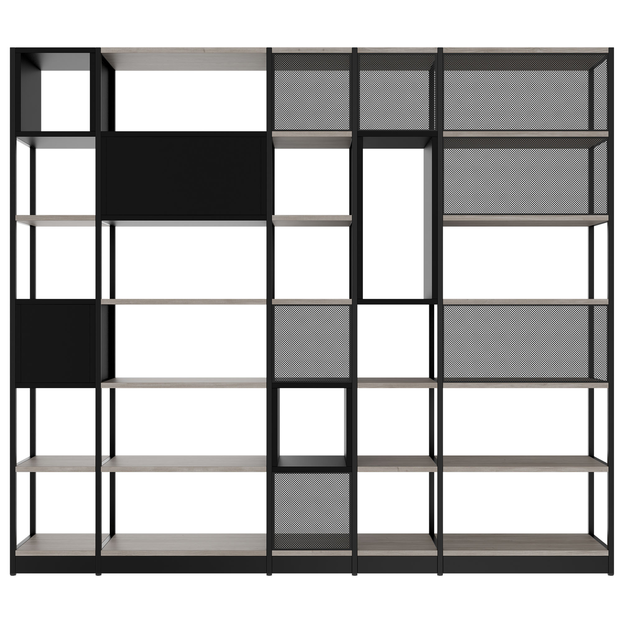 ATELLA shelf cabinet | 6 OH, 2736 x 2395 mm, gray northern oak - 4 Main Image