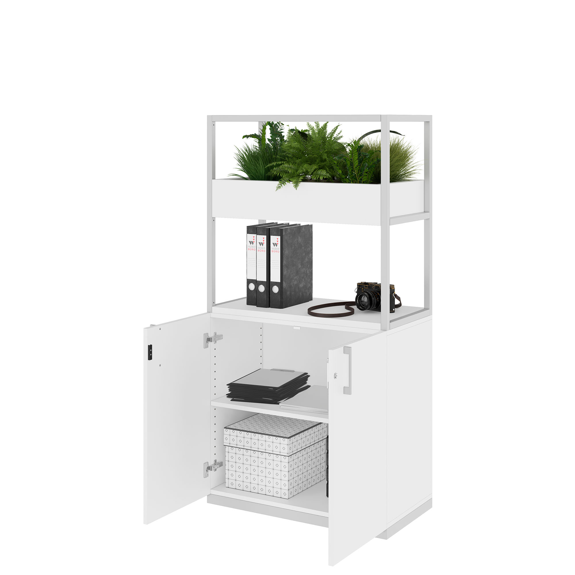CHOICE Regalschrank | 4 OH, 800 x 1545 mm, Blumenkasten, Weiss - 3 Main Image