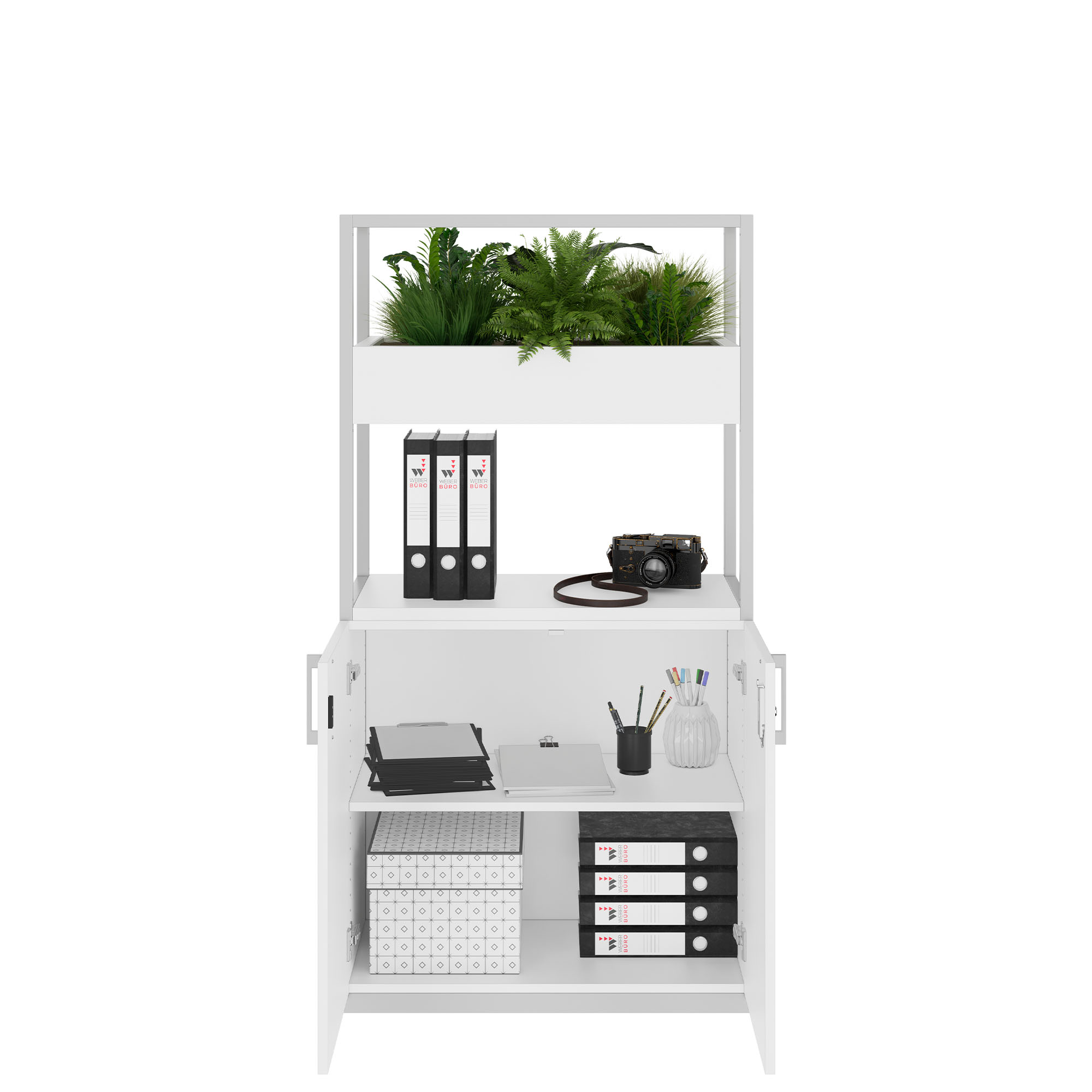 CHOICE Regalschrank | 4 OH, 800 x 1545 mm, Blumenkasten, Weiss - 2 Main Image