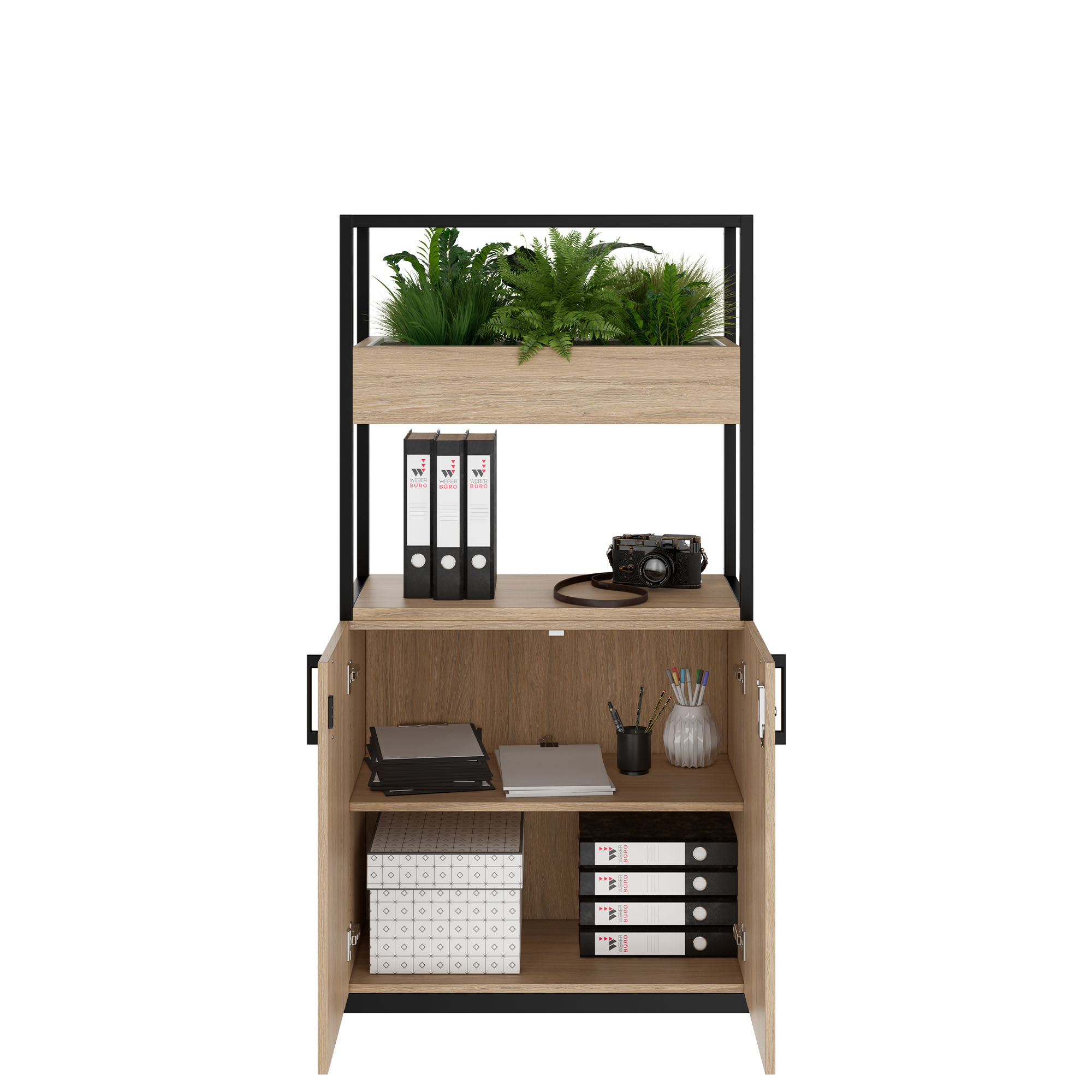 CHOICE Regalschrank | 4 OH, 800 x 1545 mm, Blumenkasten, Bernsteineiche - 2 Main Image