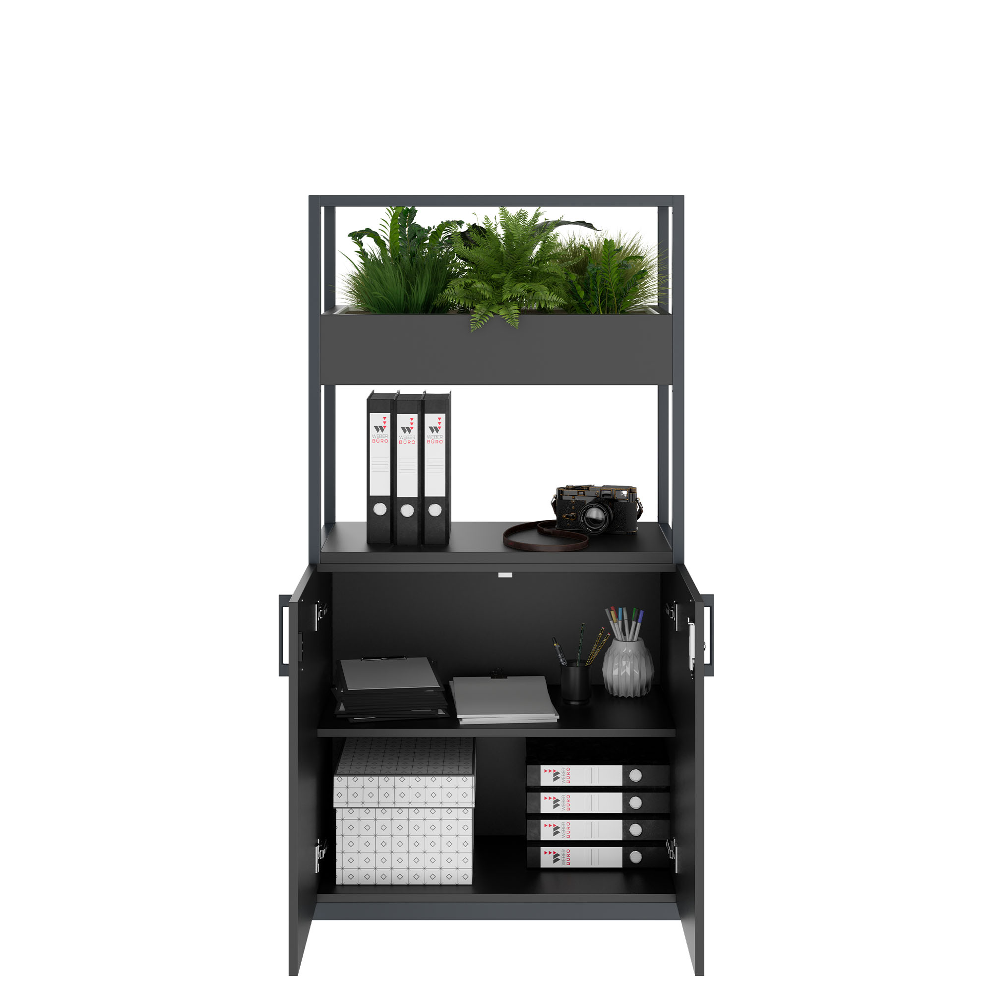 CHOICE Regalschrank | 4 OH, 800 x 1545 mm, Blumenkasten, Anthrazit - 2 Main Image