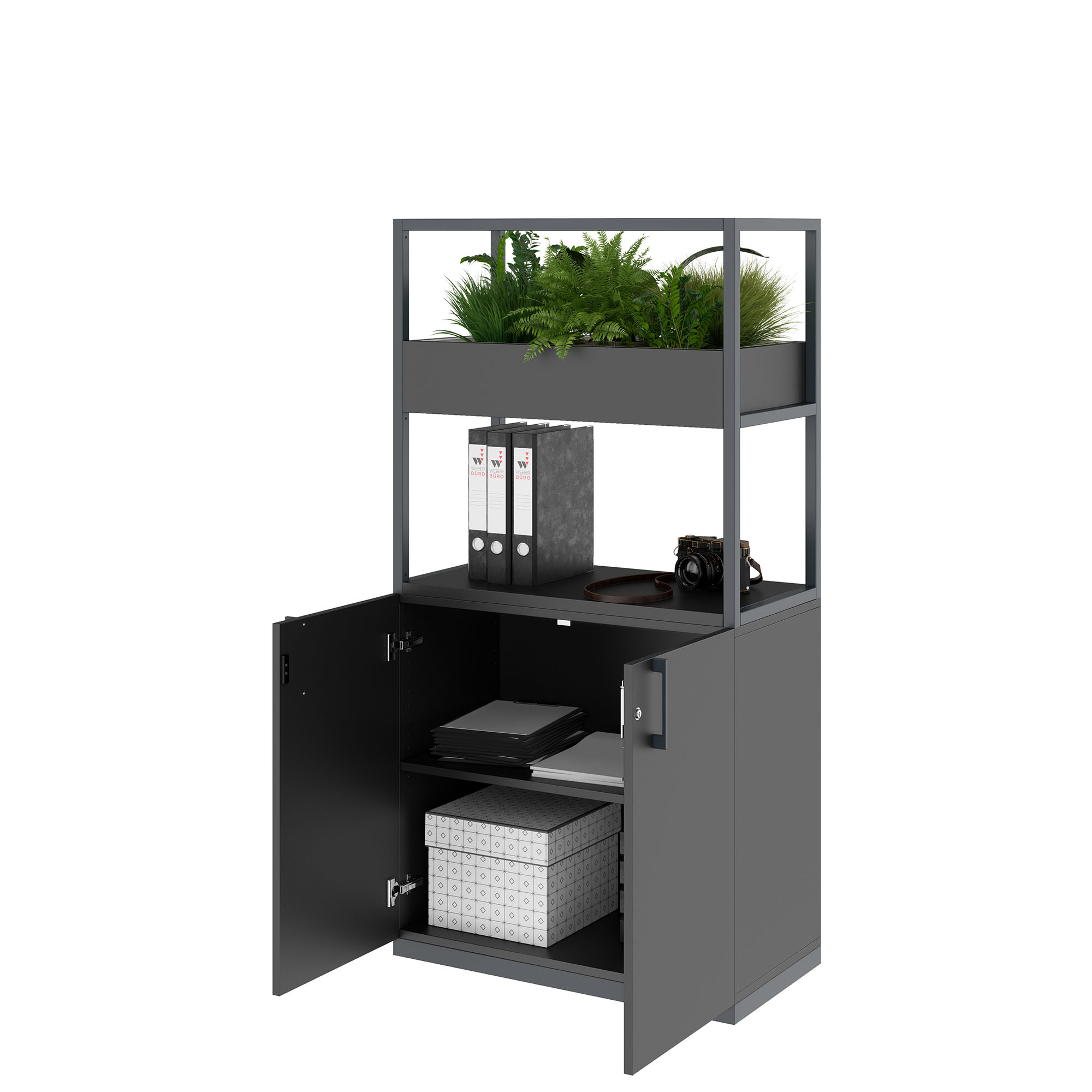 CHOICE Regalschrank | 4 OH, 800 x 1545 mm, Blumenkasten, Anthrazit - 3 Main Image