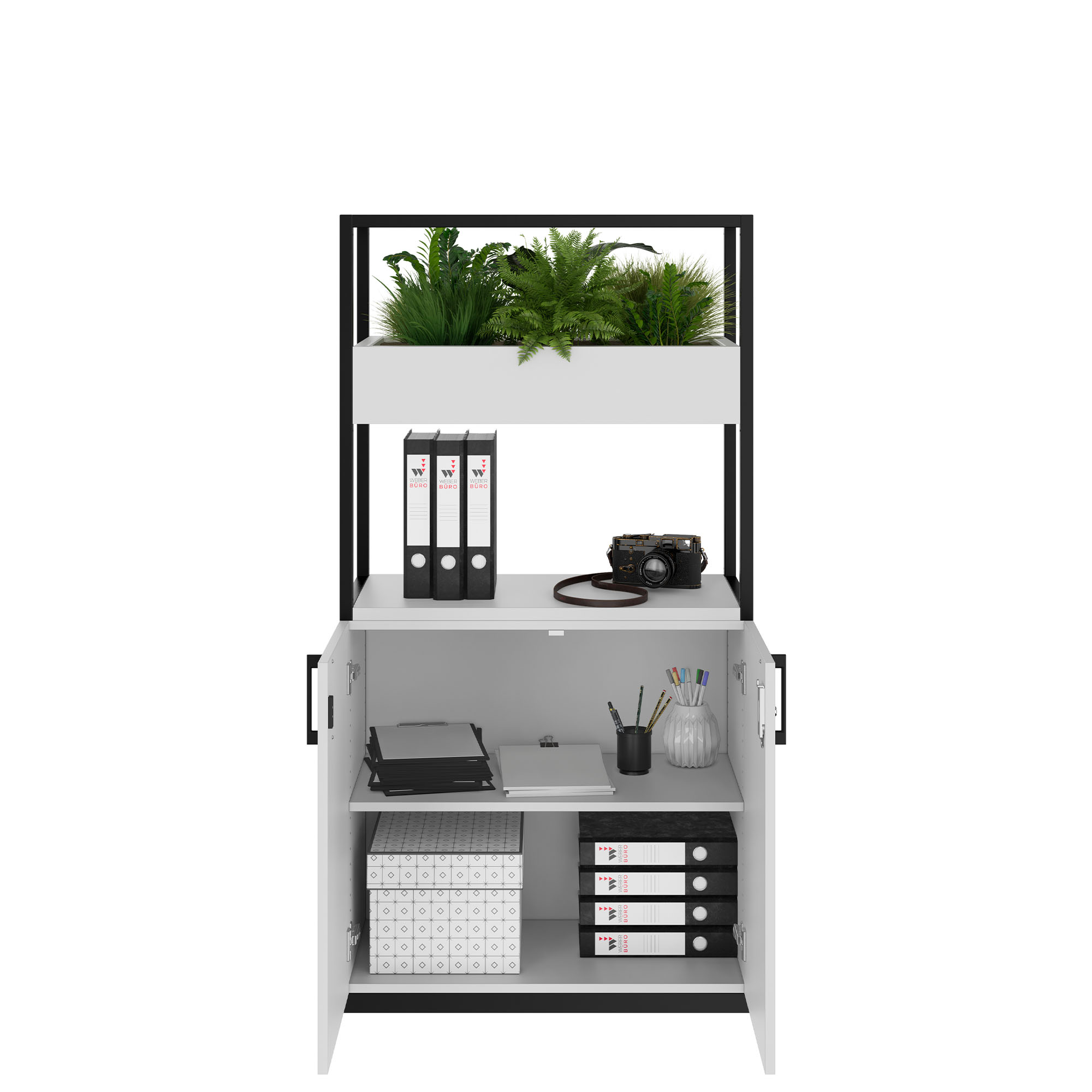 CHOICE Regalschrank | 4 OH, 800 x 1545 mm, Blumenkasten, Perlgrau - 2 Main Image