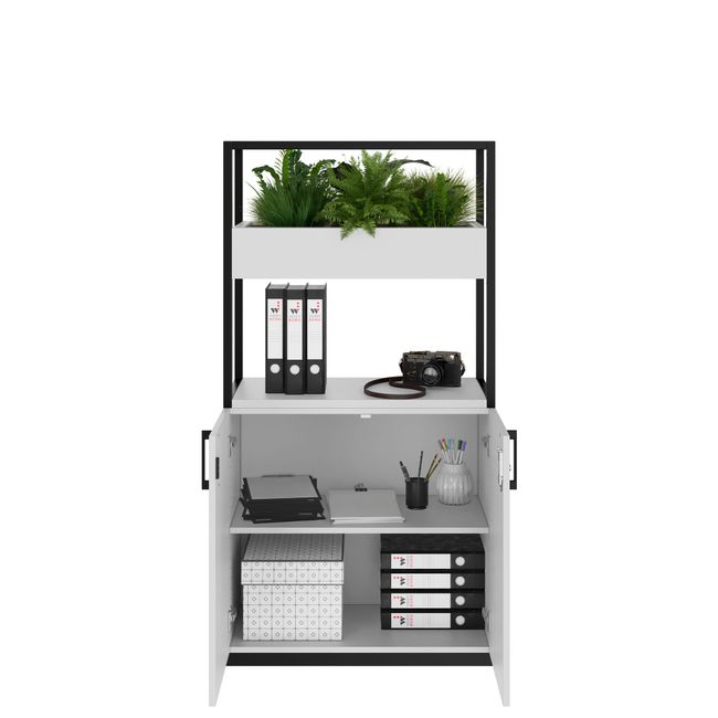 CHOICE Regalschrank | 4 OH, 800 x 1545 mm, Blumenkasten, Perlgrau