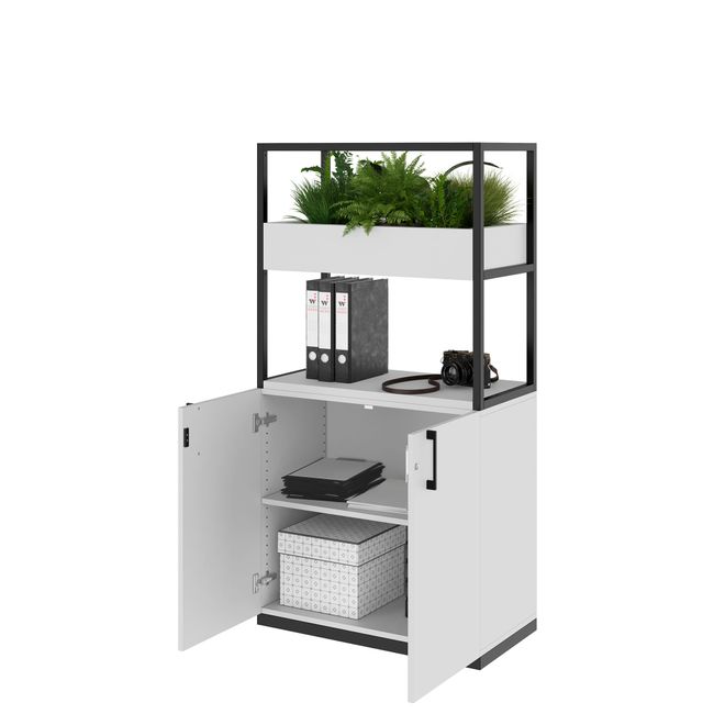 CHOICE Regalschrank | 4 OH, 800 x 1545 mm, Blumenkasten, Perlgrau