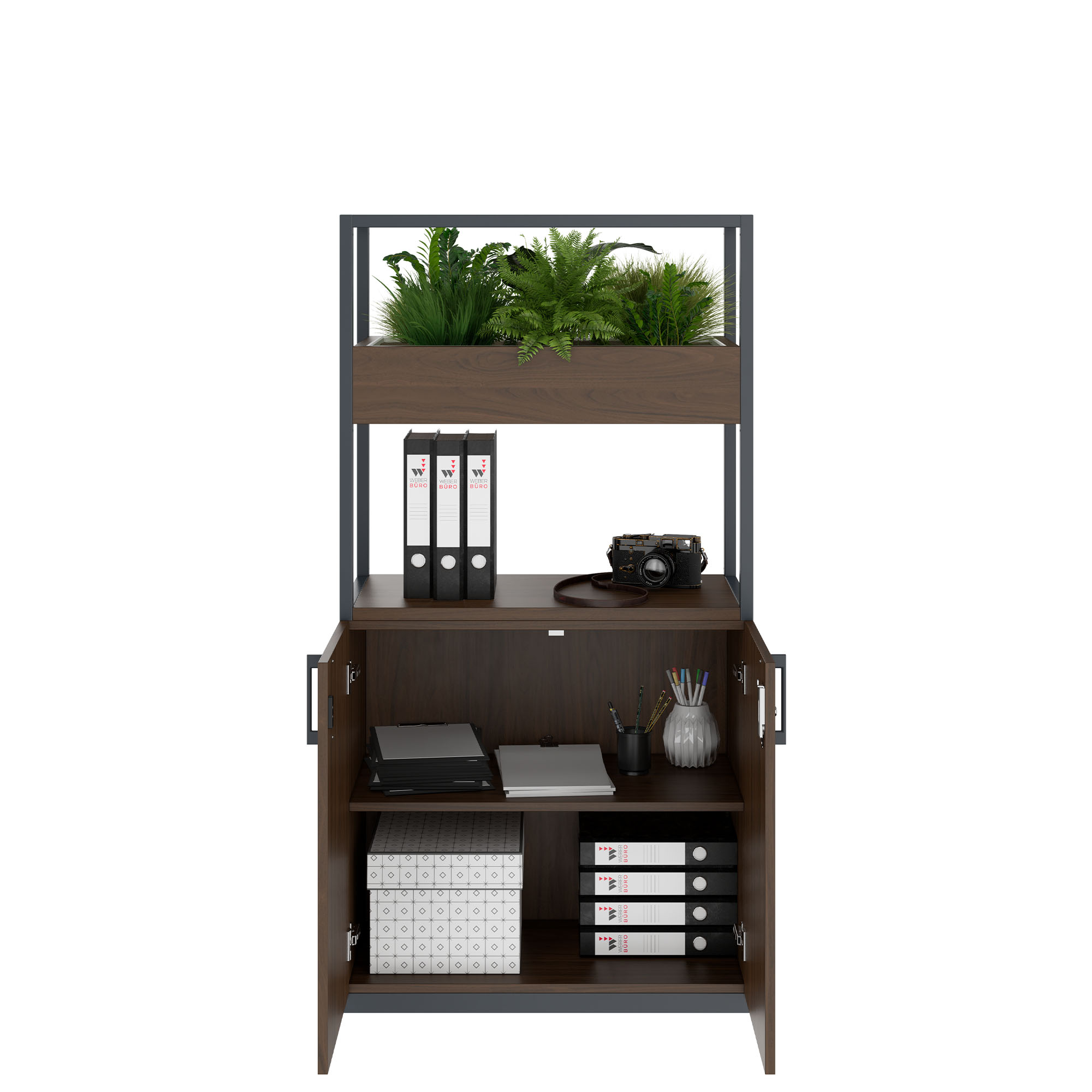 CHOICE Armoire d'étagère | 4 oh, 800 x 1545 mm, boîte à fleurs, noix - 2 Main Image