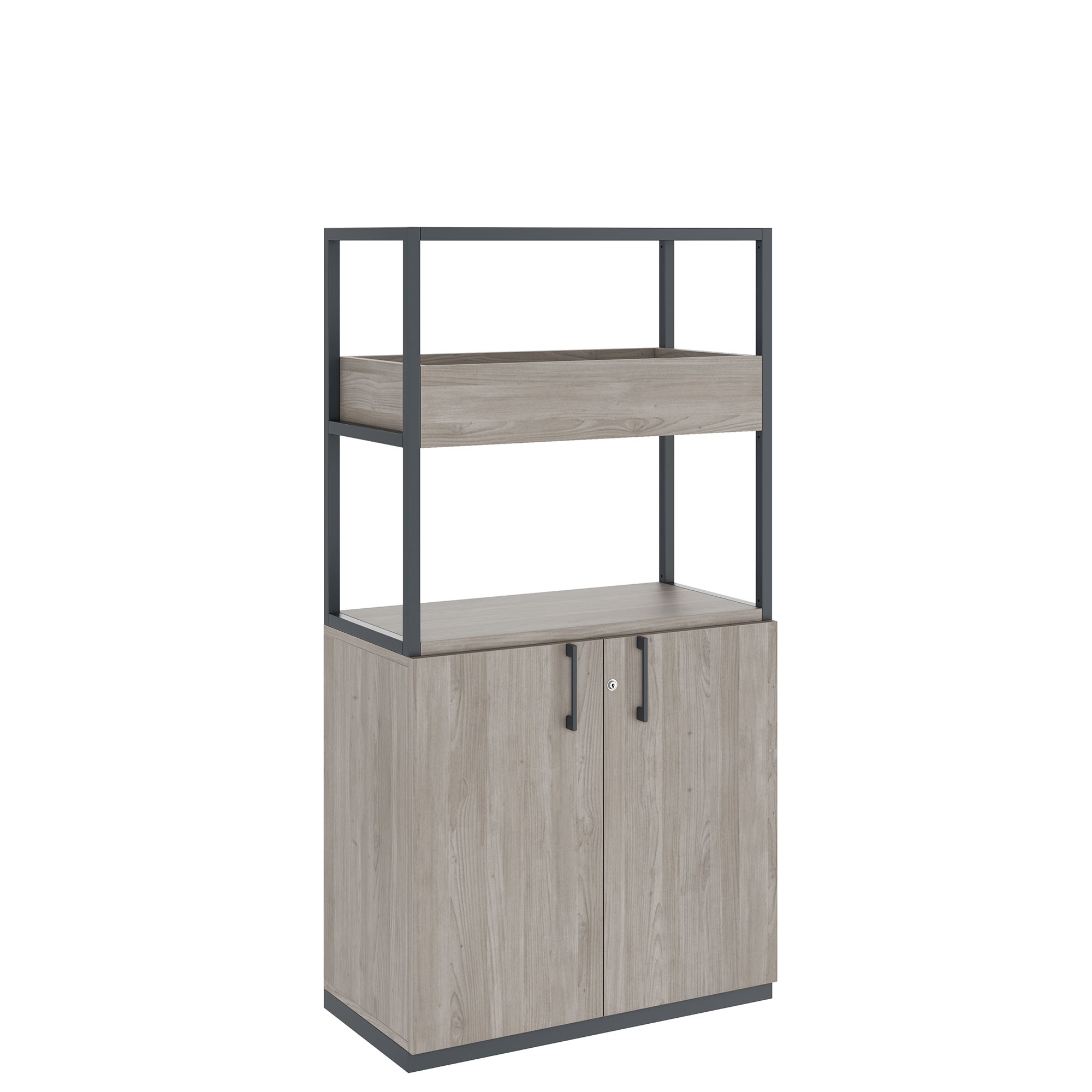 CHOICE Armoire d'étagère | 4 oh, 800 x 1545 mm, boîte à fleurs, gris de chêne nord - 1 Main Image