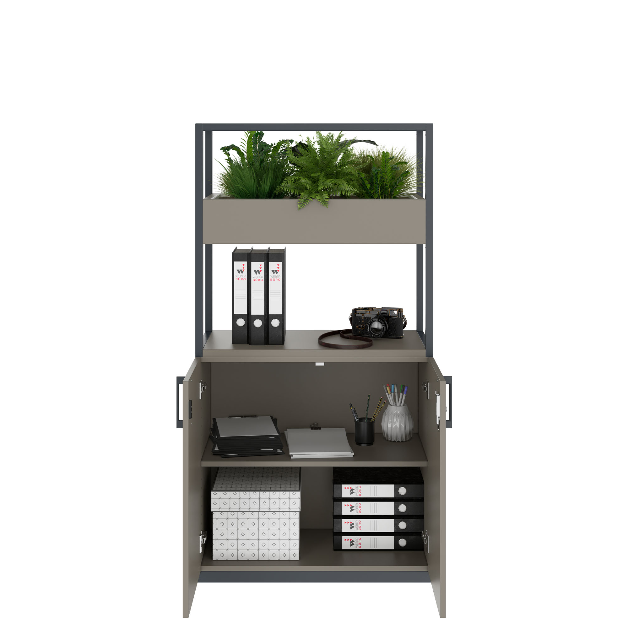 CHOICE Cabinet scaffale | 4 OH, 800 x 1545 mm, floreale, grigio cubanite - 2 Main Image