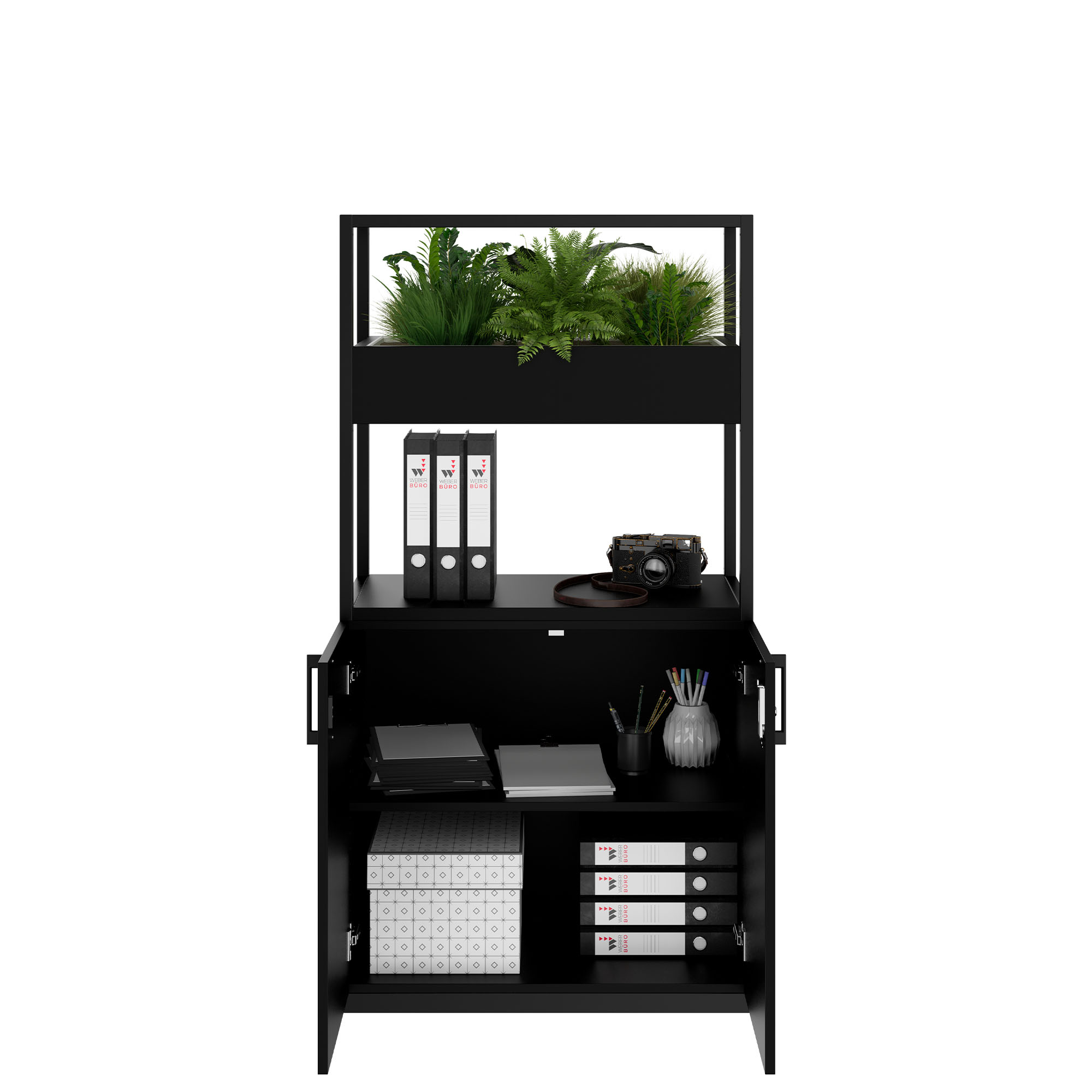 CHOICE Regalschrank | 4 OH, 800 x 1545 mm, Blumenkasten, Schwarz - 2 Main Image