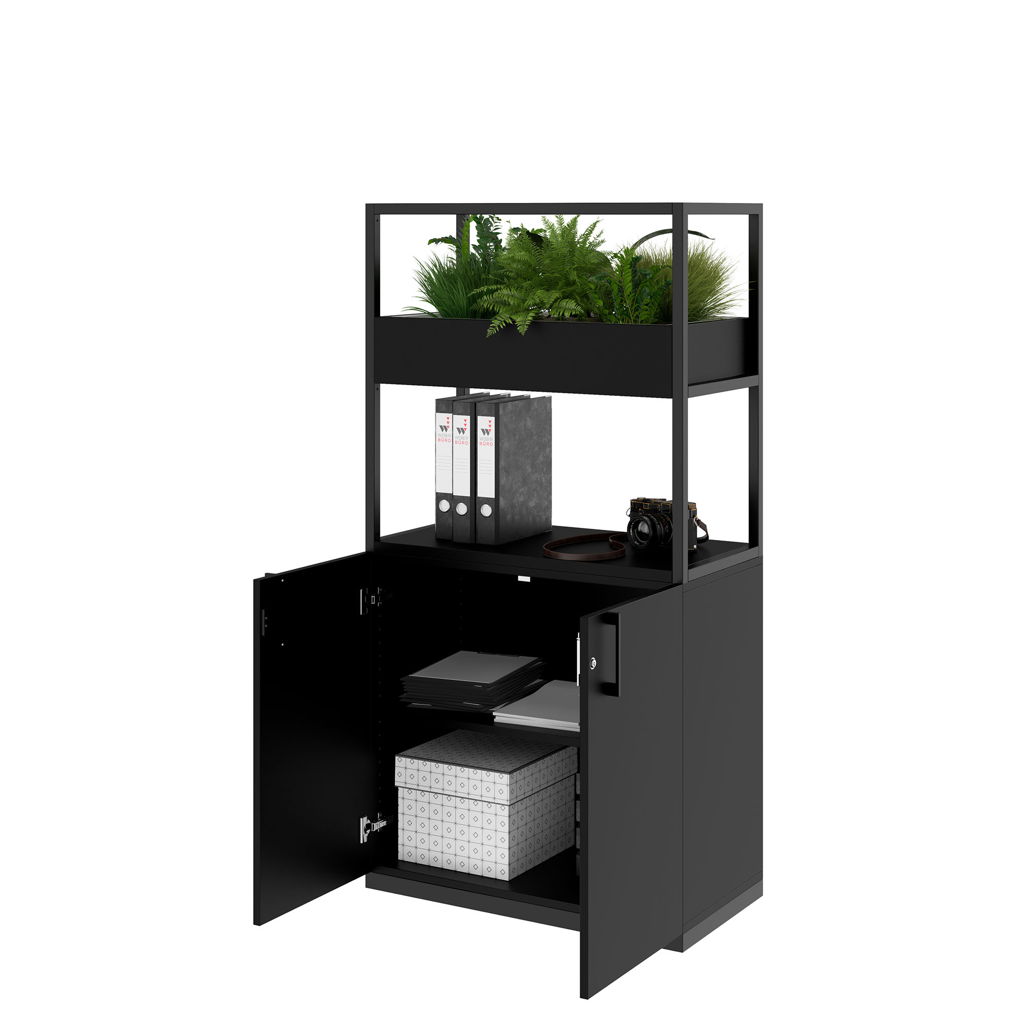 CHOICE Regalschrank | 4 OH, 800 x 1545 mm, Blumenkasten, Schwarz - 3 Main Image