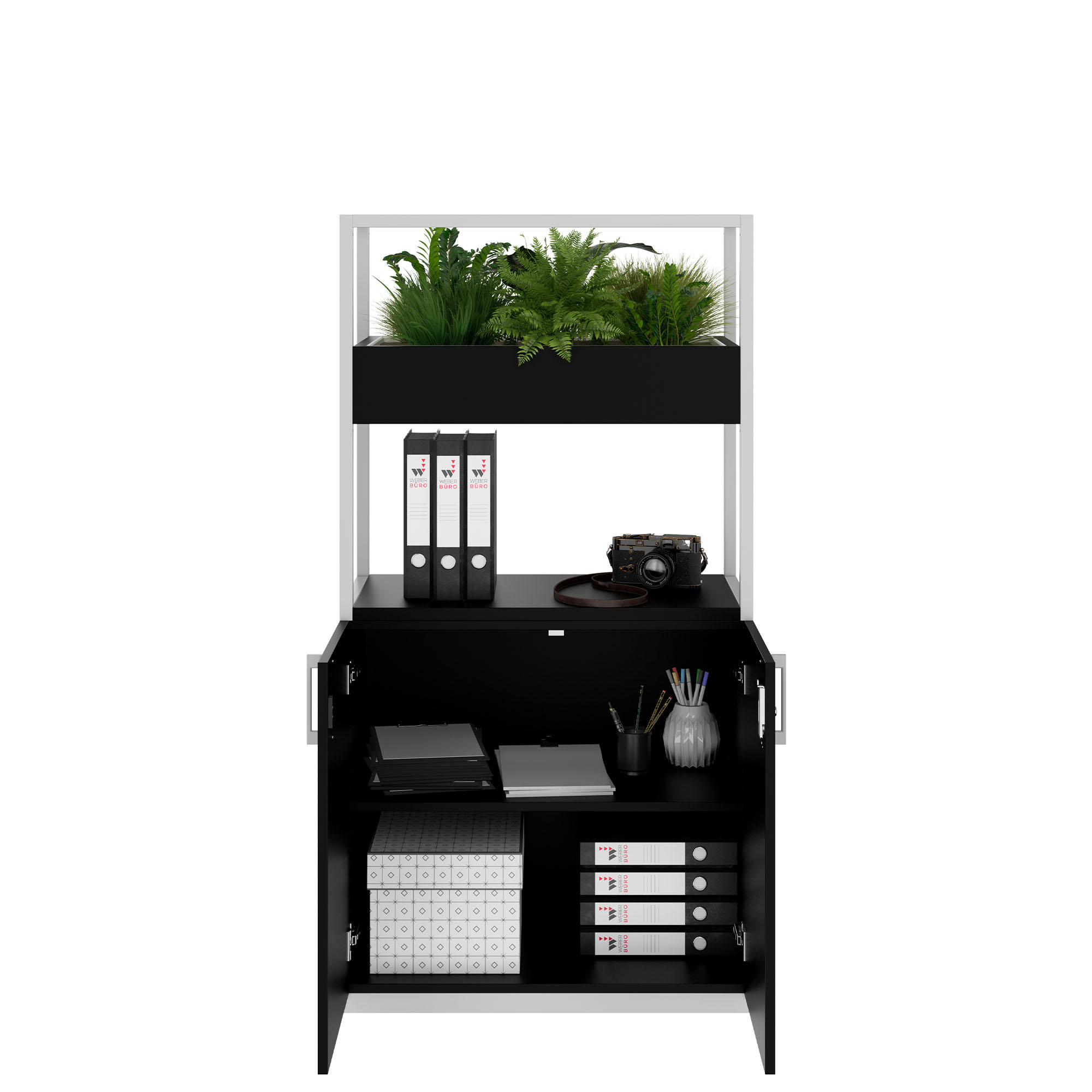 CHOICE Armoire d'étagère | 4 oh, 800 x 1545 mm, boîte à fleurs, noir - 2 Main Image