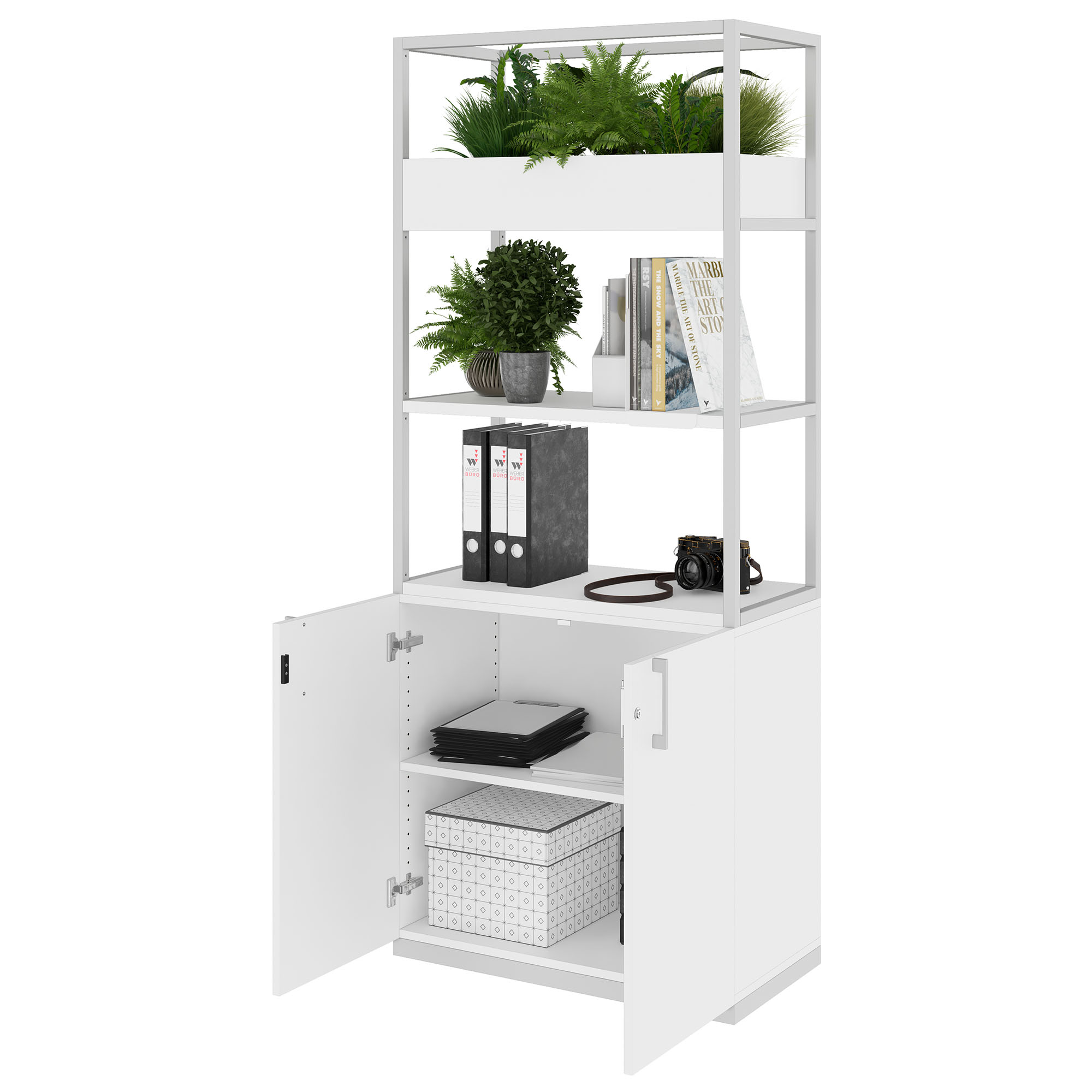 CHOICE Regalschrank | 5 OH, 800 x 1925 mm, Blumenkasten, Weiss - 3 Main Image
