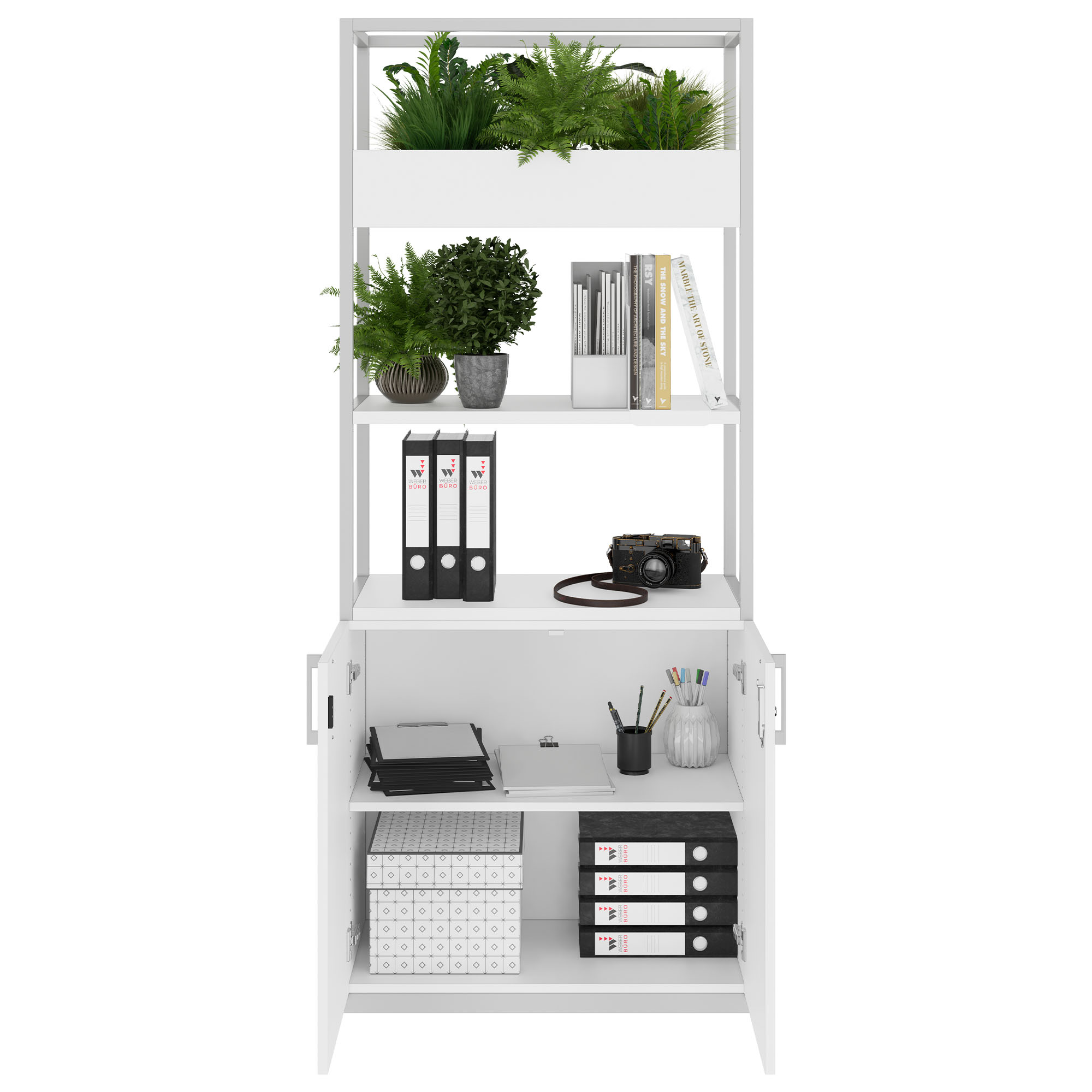 CHOICE Regalschrank | 5 OH, 800 x 1925 mm, Blumenkasten, Weiss - 2 Main Image