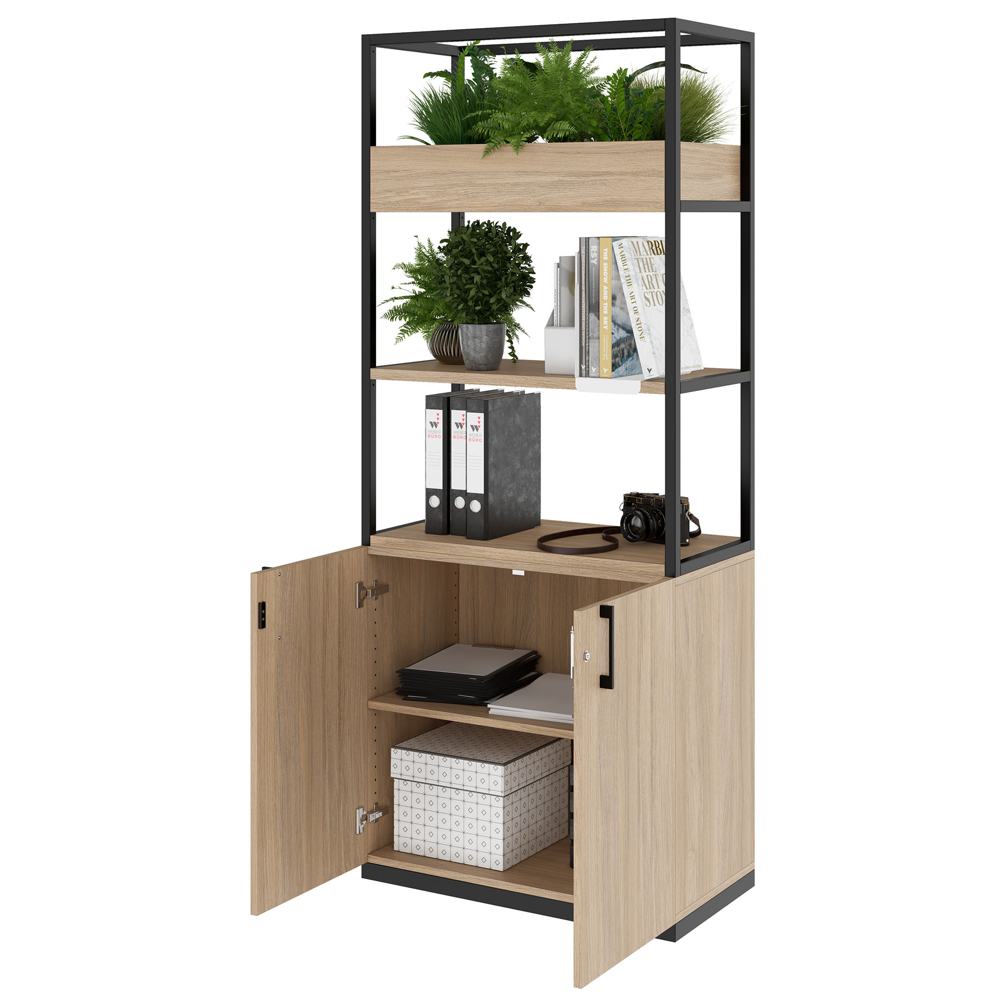CHOICE Cabinet scaffale | 5 OH, 800 x 1925 mm, floreale, quercia ambra - 3 Main Image