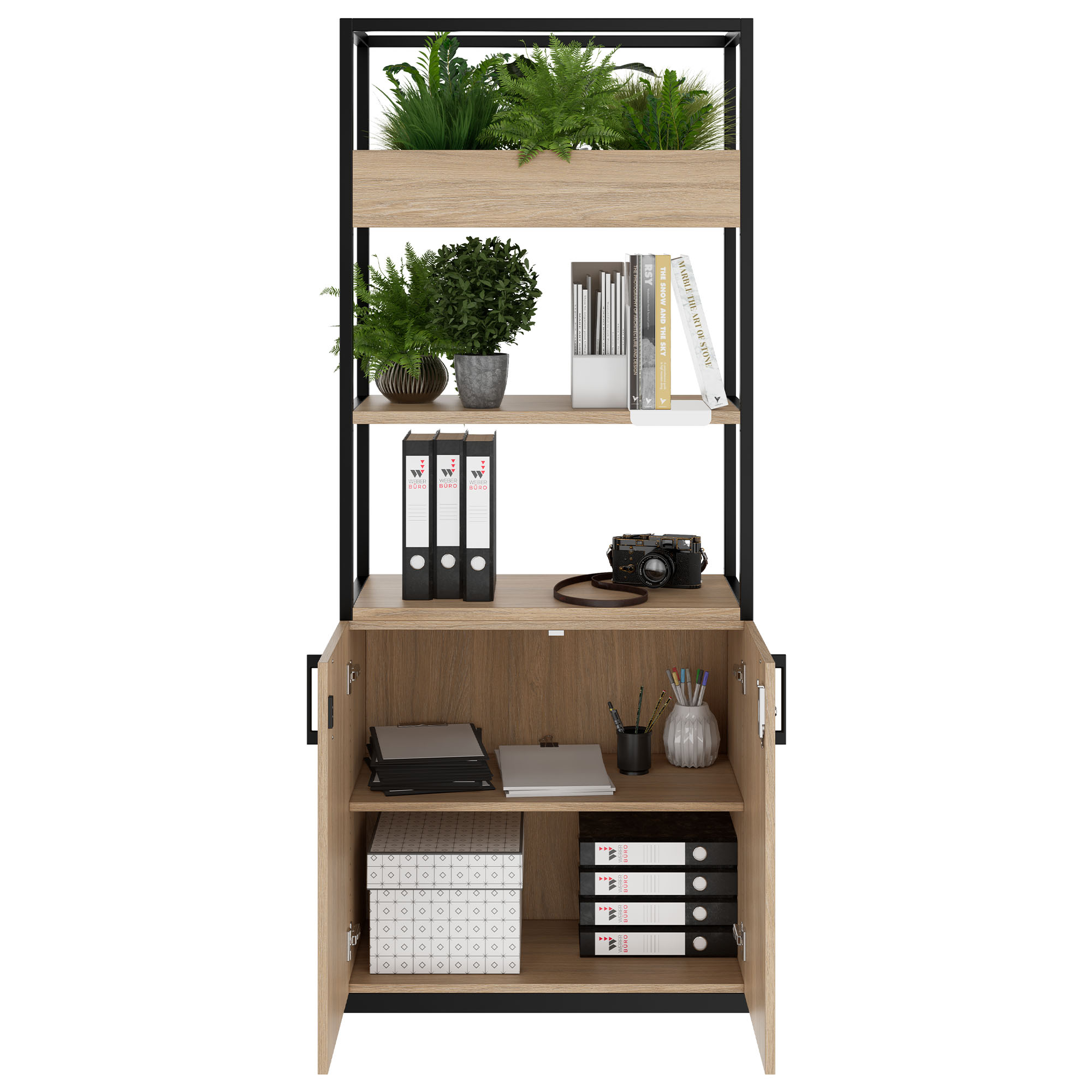 CHOICE Cabinet scaffale | 5 OH, 800 x 1925 mm, floreale, quercia ambra - 2 Main Image