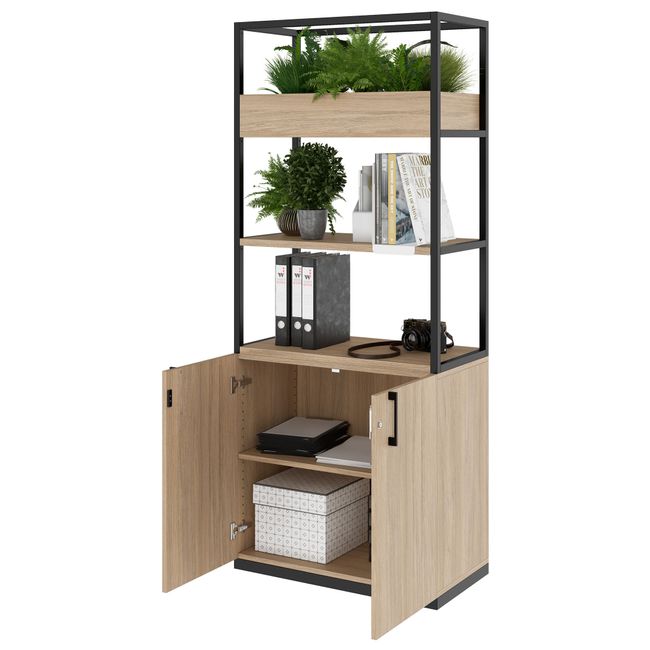 CHOICE Regalschrank | 5 OH, 800 x 1925 mm, Blumenkasten, Bernsteineiche