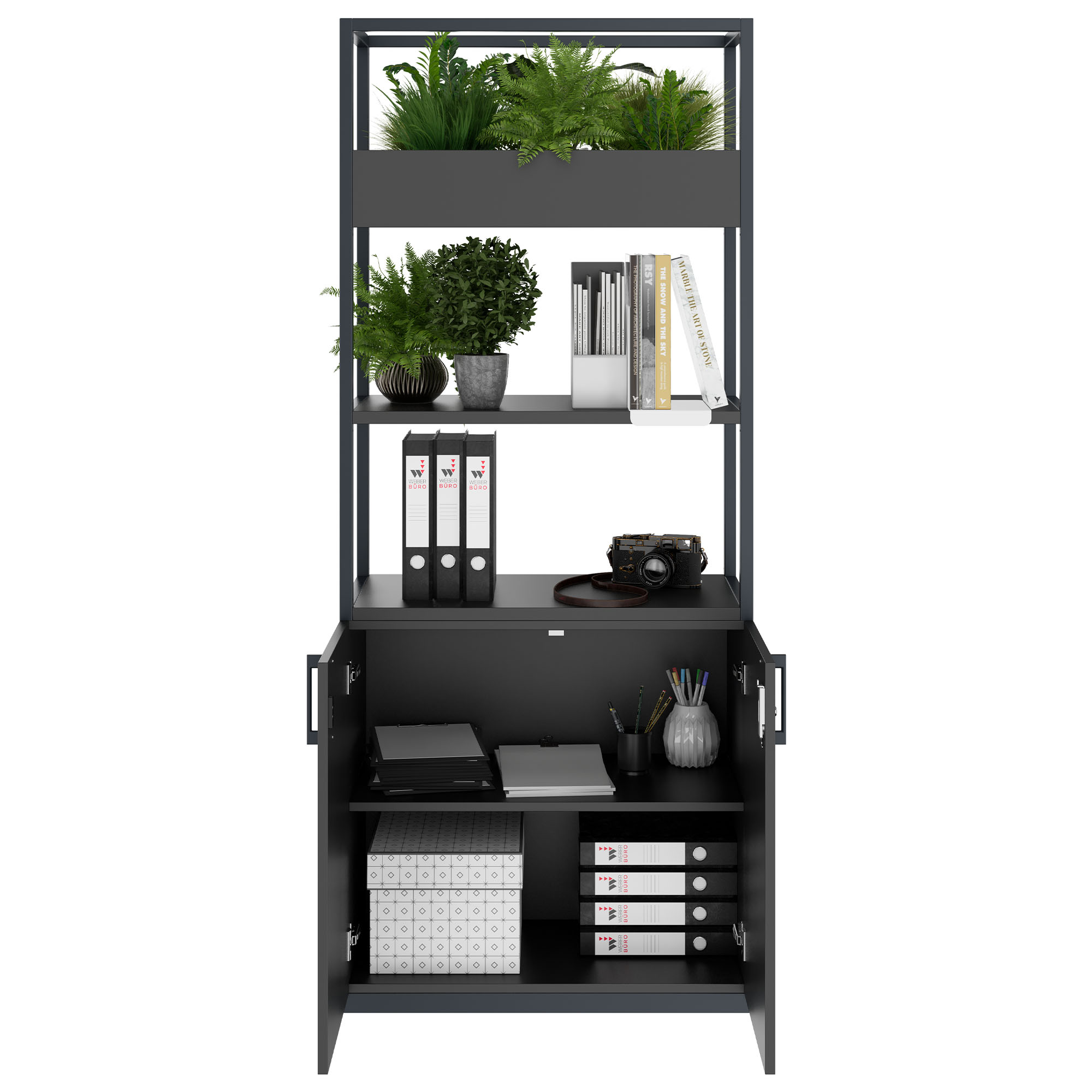 CHOICE Regalschrank | 5 OH, 800 x 1925 mm, Blumenkasten, Anthrazit - 2 Main Image