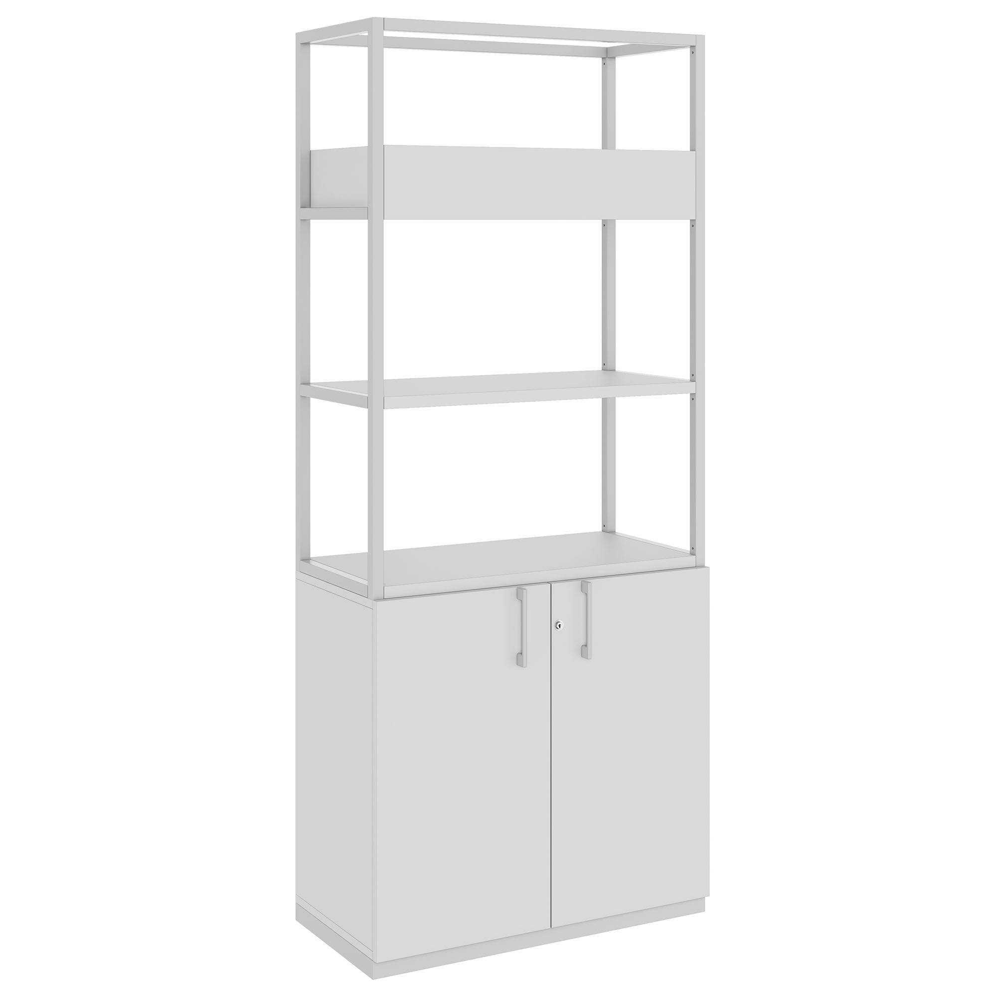 CHOICE shelf cabinet | 5 OH, 800 x 1925 mm, flower box, pearl gray - 1 Main Image