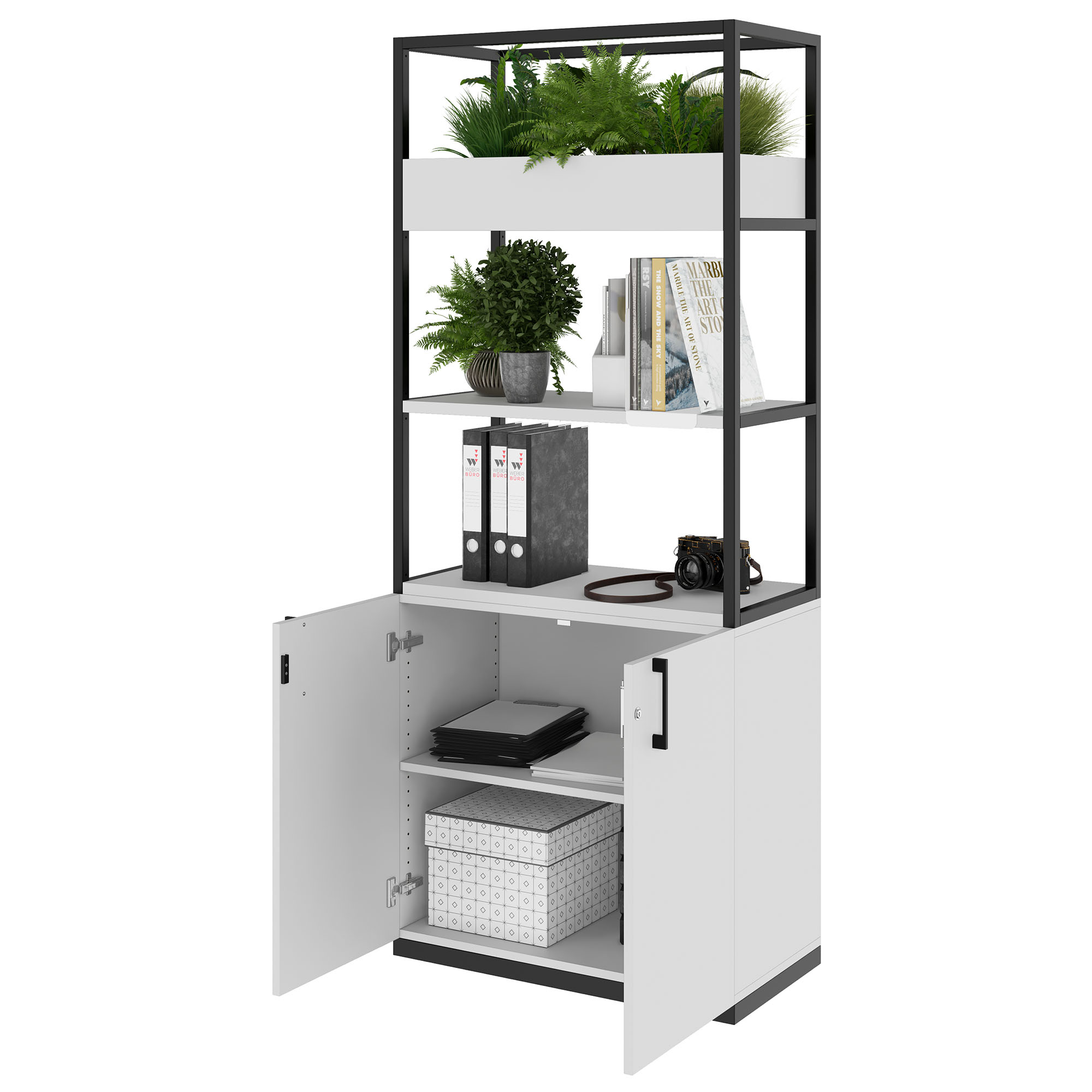 CHOICE Regalschrank | 5 OH, 800 x 1925 mm, Blumenkasten, Perlgrau - 3 Main Image